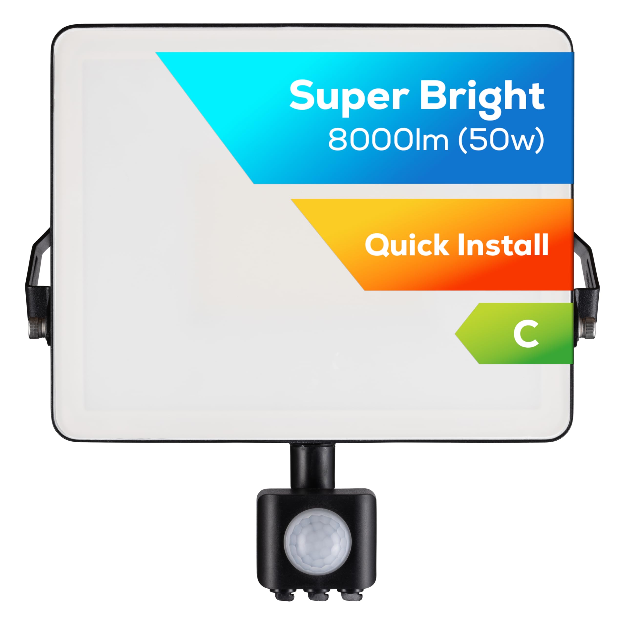 TCP 50W LED Floodlight - PIR Motion Sensor - Screwless Connector - Black
