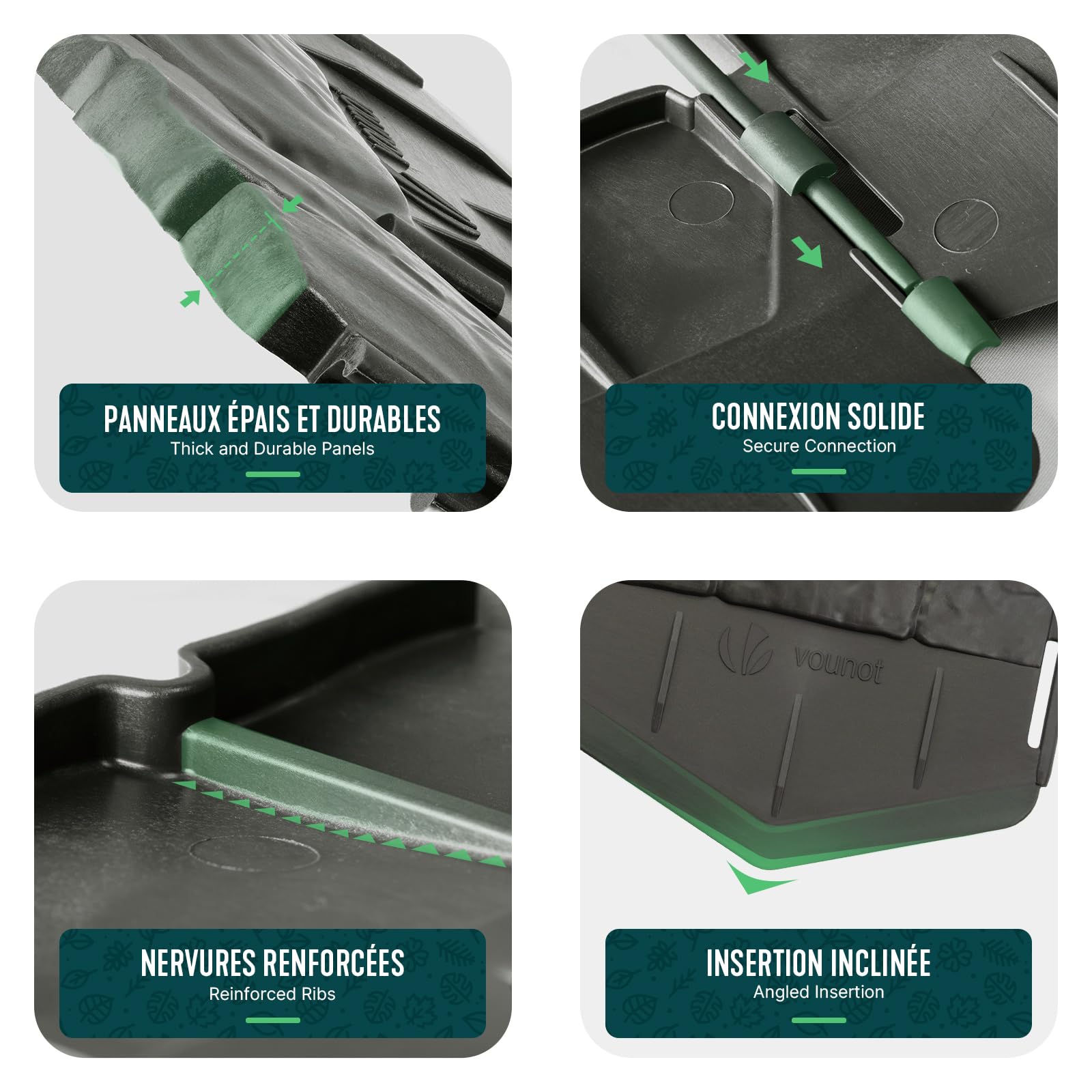VOUNOT® Bordura per Aiuola Effetto Pietra 10,7m in Plastica Ultra Resistente, Senza Scavo, Bordo Giardino Decorativa Facile da Installare, per Vialetti, Aiuole e Prati, Set da 70 Pezzi, Grigio