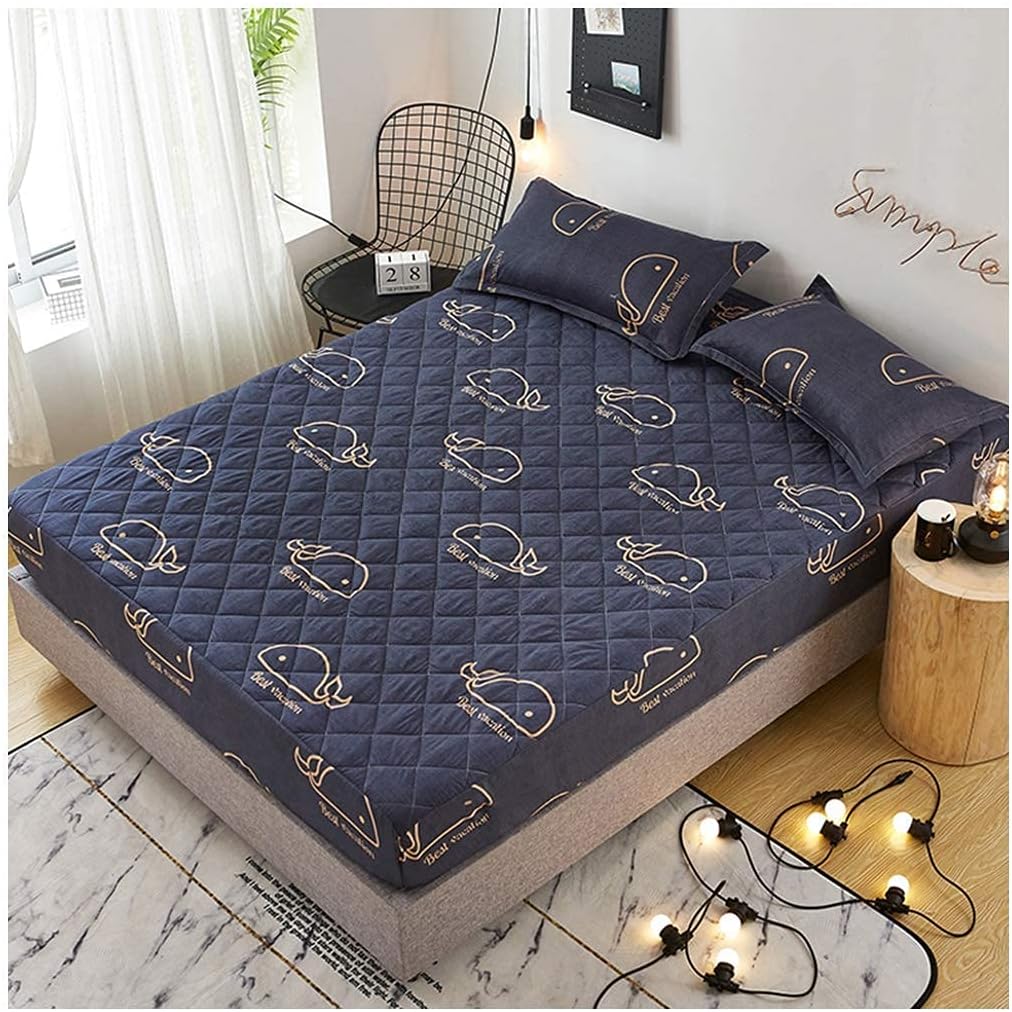 Mattress Cover Quilted Cotton Pad Mattress Cover Soft Mattress Cover for Mattresses Washable from 2 to 10 Inch Depth (B 180 x 200 cm)