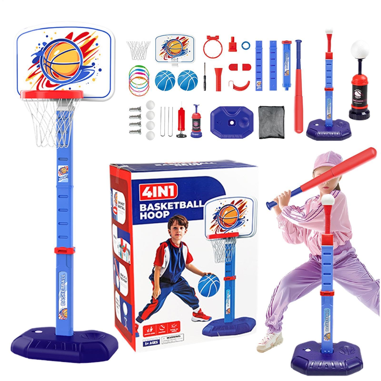 Canasta De Baloncesto Infantil Interior Juguete Deportivo Portátil para | Set De T Ball Y Juego De Lanzamiento De Anillas Juguetes De Baloncesto Para Niños De 1 A 8 Años