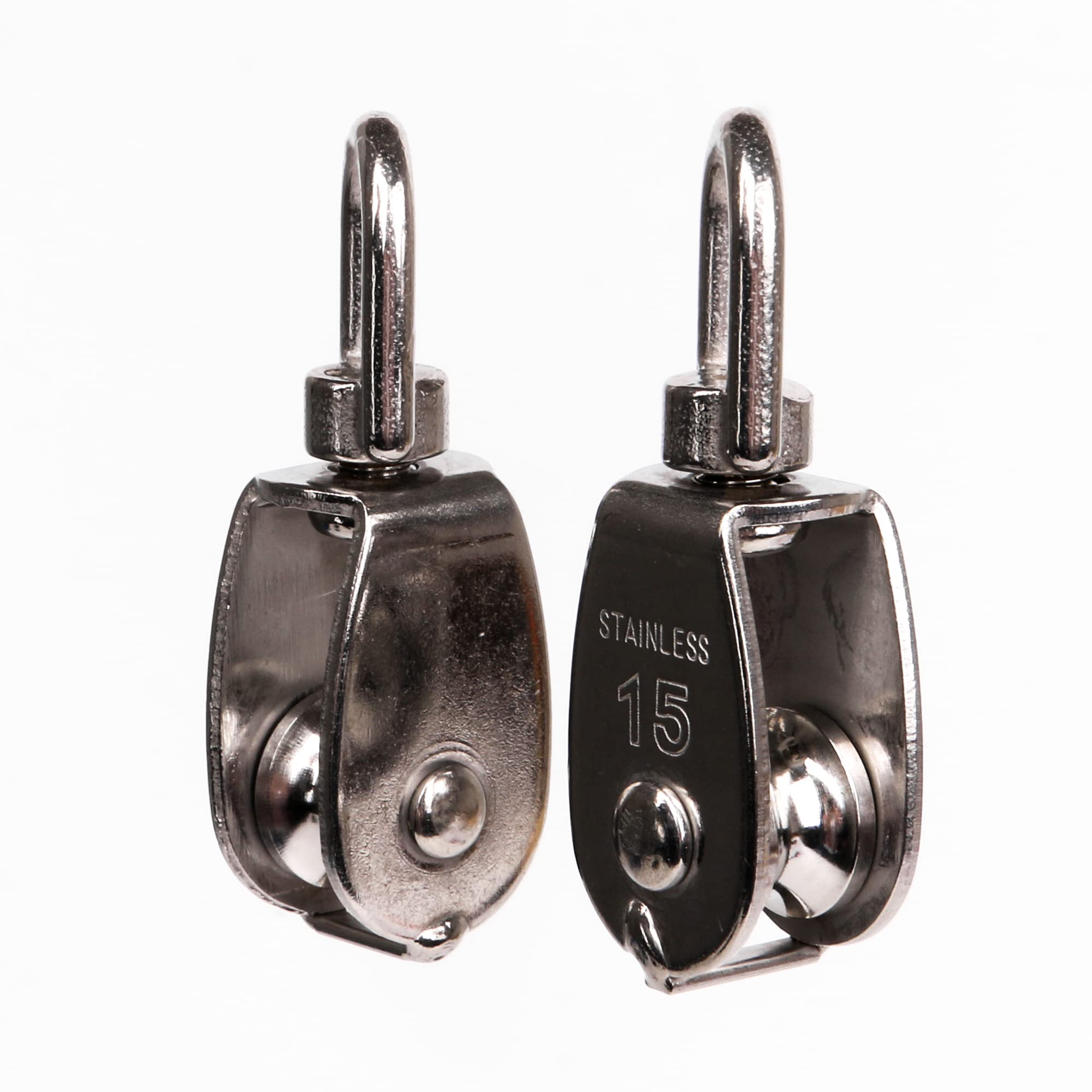 10PCS M15 Acero inoxidable sola polea bloques de elevación ruedas 70x20x15mm