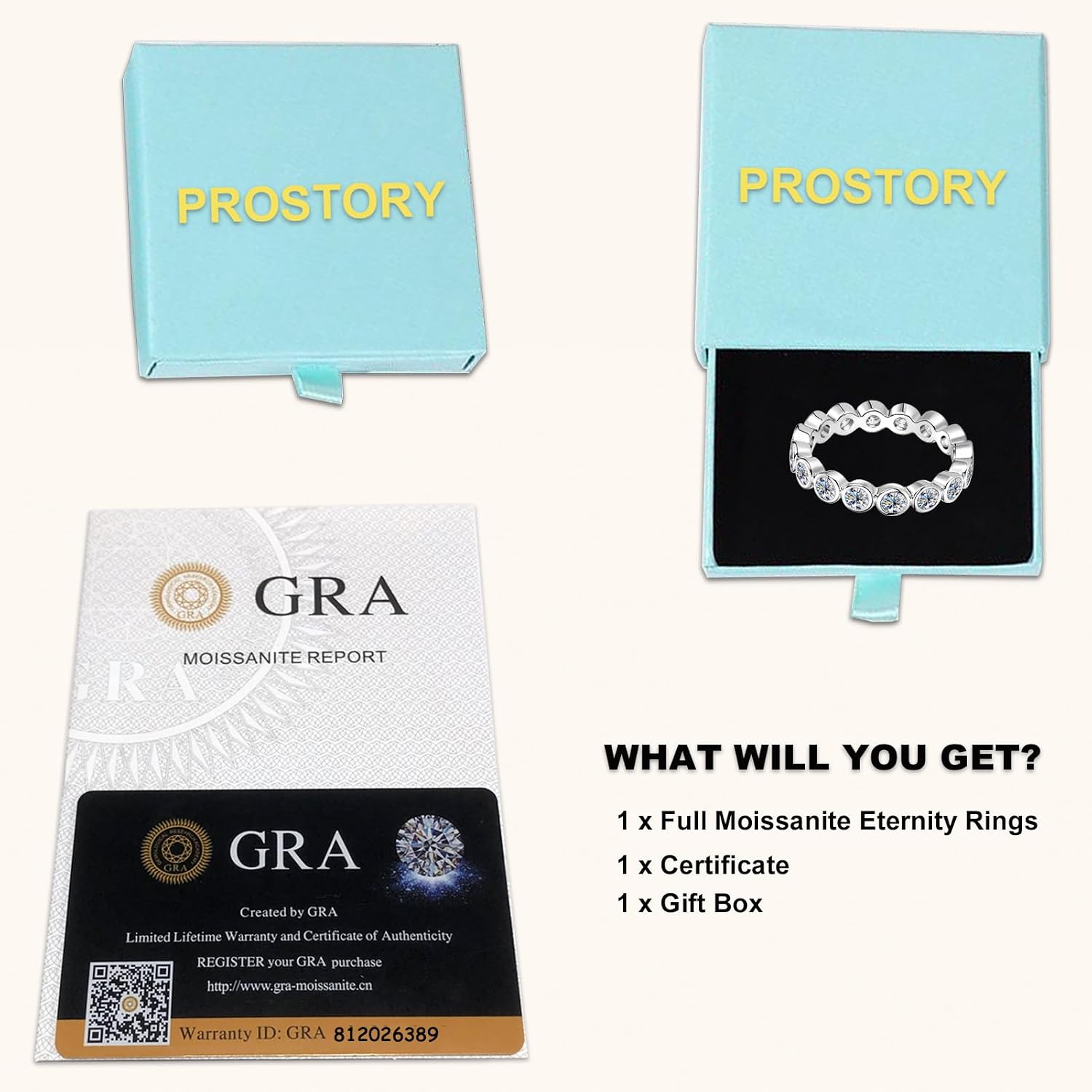 3mm Full Moissanite Eternity Ring Wedding Band, 1.6cttw D Color VVS1 Clarity, 14K Gold Filled Moissanite Stackable Ring for Women Wife Mom Birthday Gifts