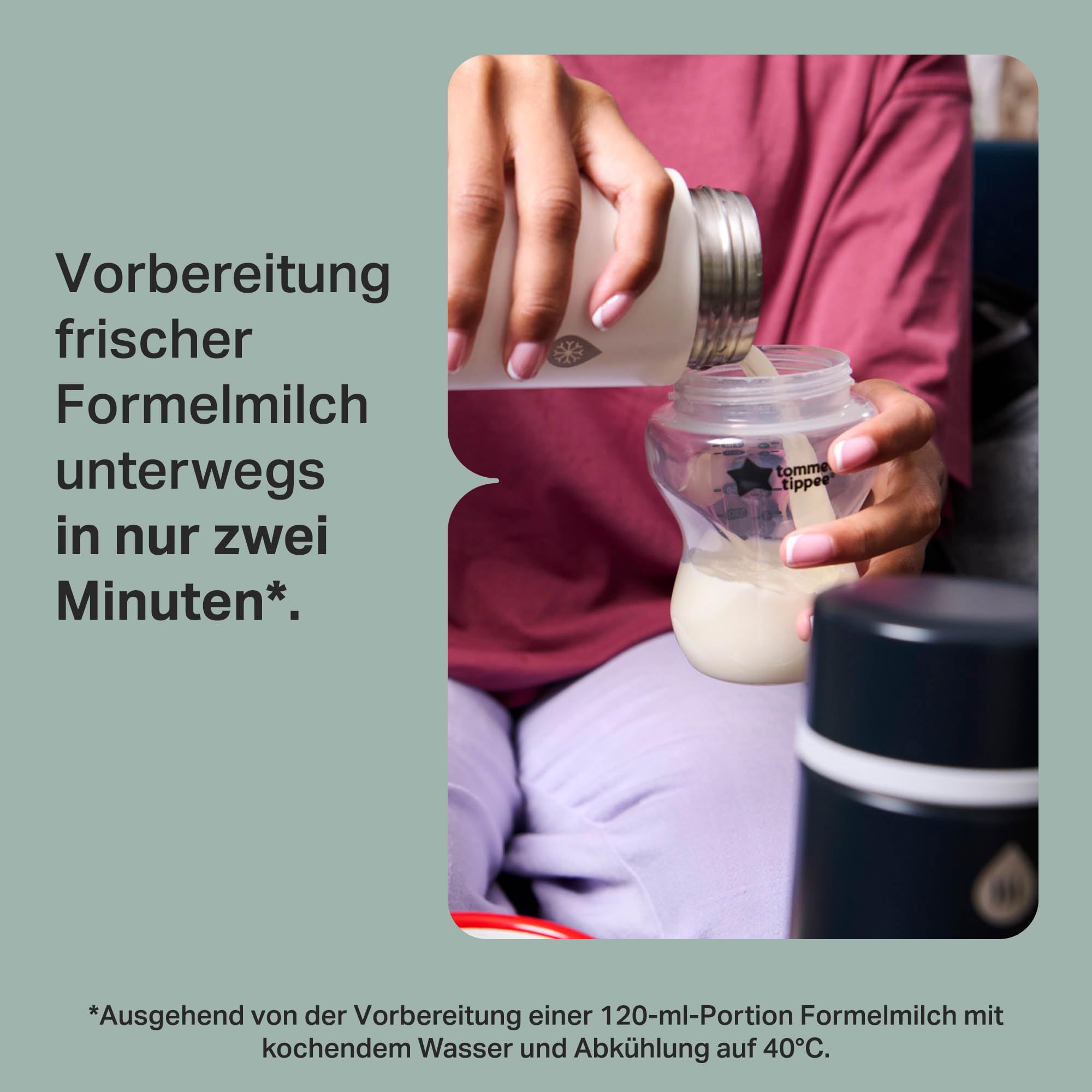 Tommee Tippee PrepGo Zubereiter-Set, Kühlt Babymilch zur guten Temperatur in nur 2 Minuten, Transportierbare Thermosflaschen, Temperaturdisplay