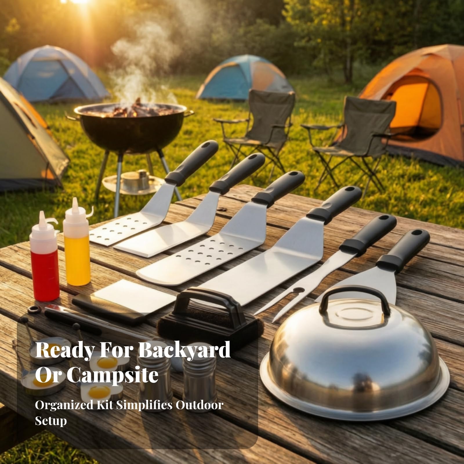 Edelstahl-Grill- und Kochutensilien-Set hitzebeständig Grillbesteck-Set mit hitzebeständigen Griffen rostbeständig Edelstahl Grillbesteck für Barbecue