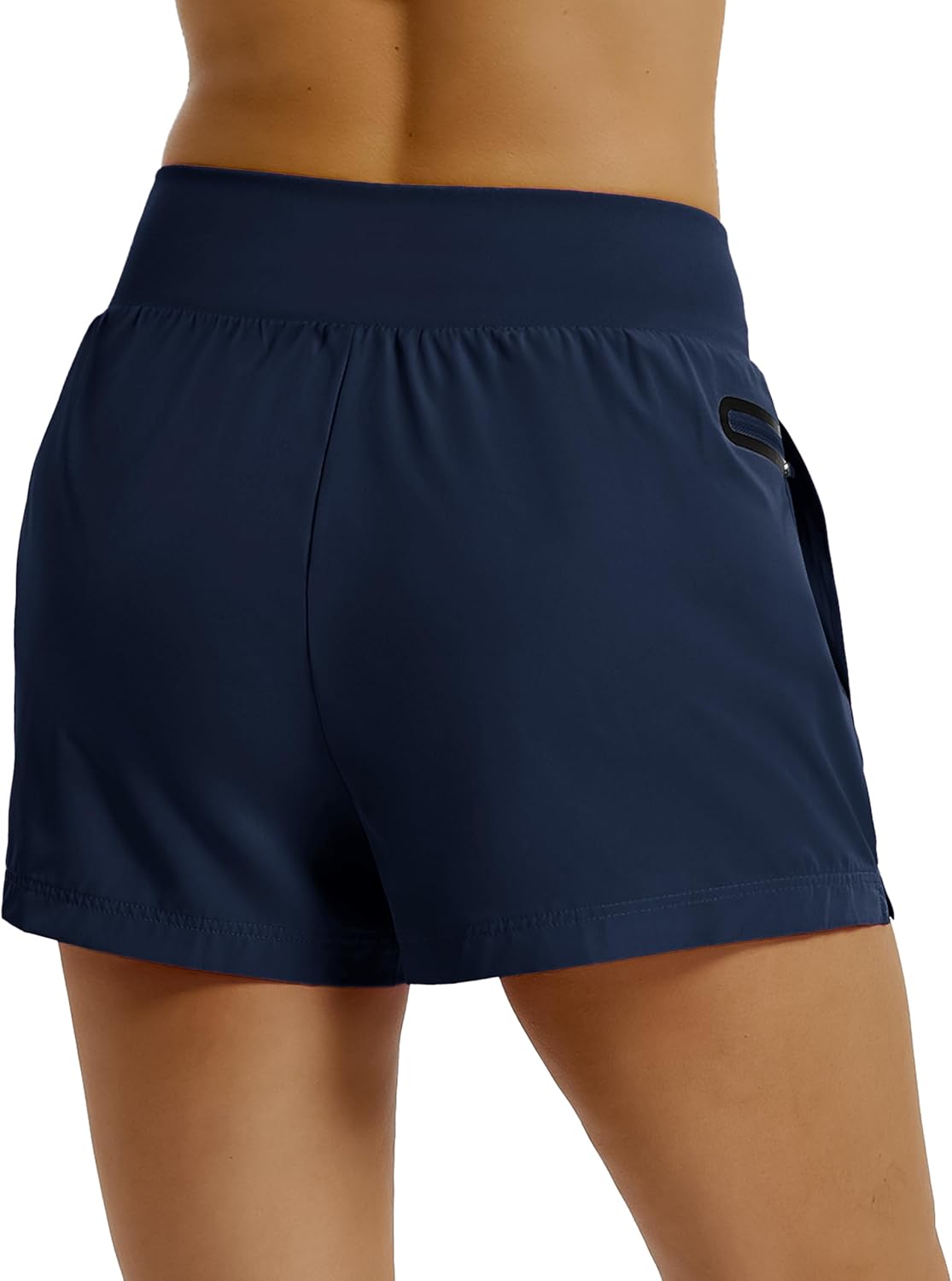 MAGCOMSEN Women's 3" Athletic Running Shorts with Mesh Liner High Waisted Quick Dry Workout Gym Shorts Zip Pocket
