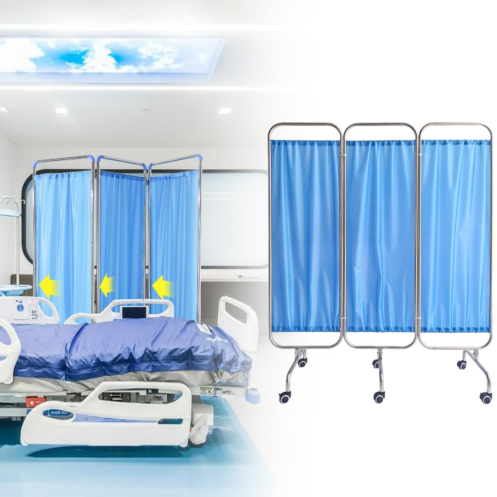 Paravent médical mobile en acier inoxydable pour cabinets de soins