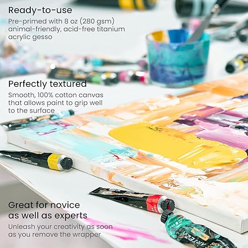 Miniatura 3 de Arteza Lienzo estirado de 8x10, 100% algodón (Juego de 12)