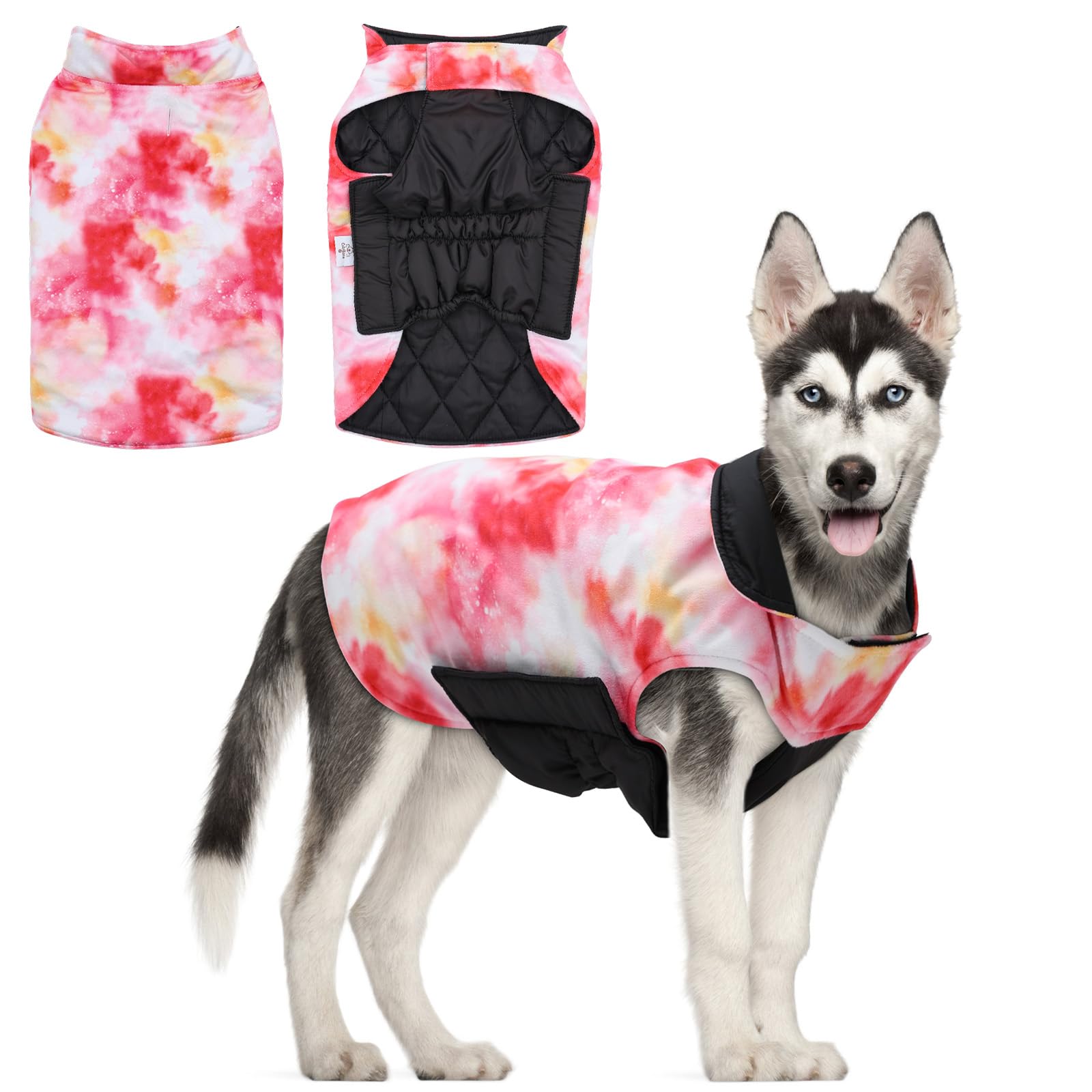 Manteau imperméable pour chien coupe-vent réversible avec trou laisse