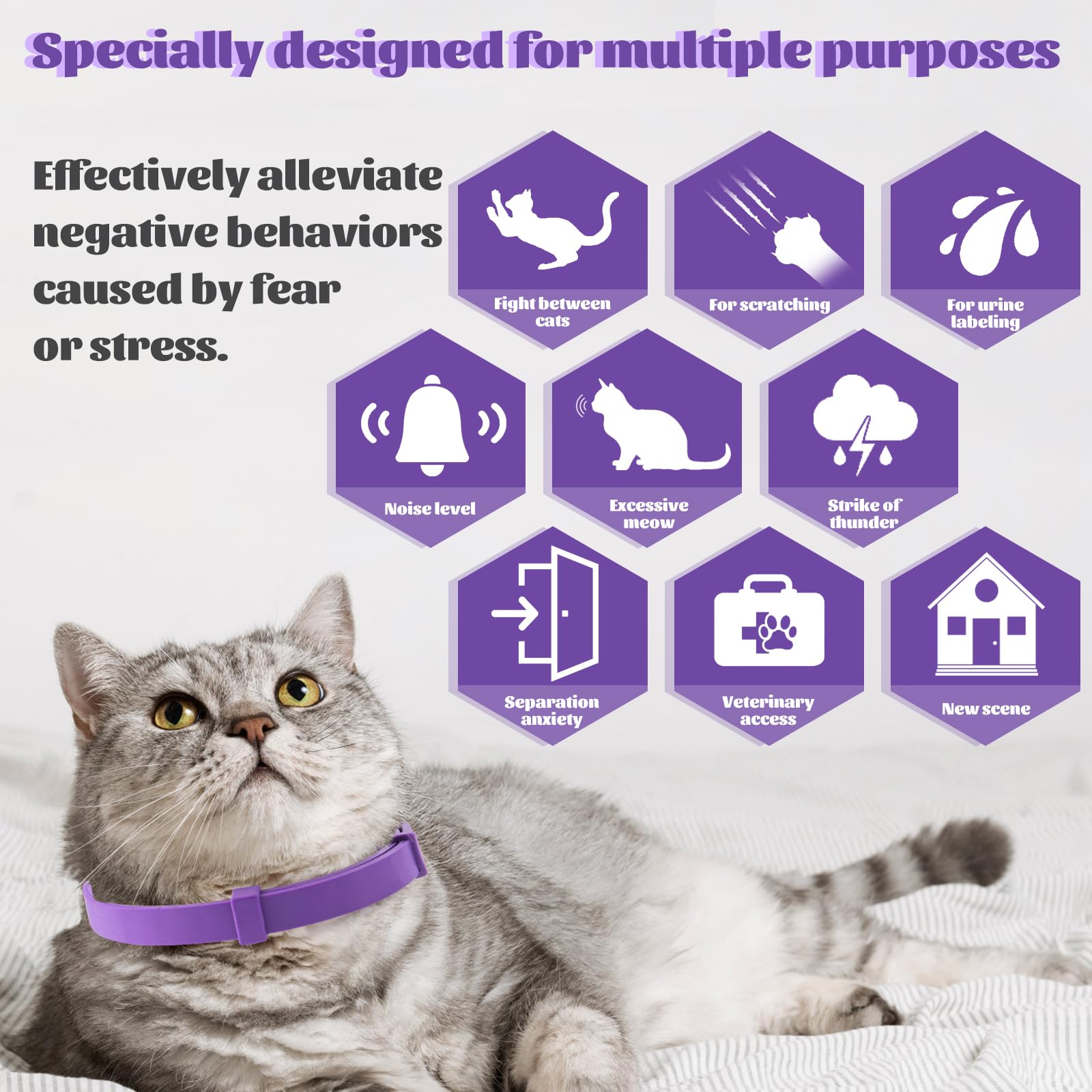 4 Pack Calming Collar for Cats & Kittens - Cat Pheromone Collars for Anxiety Relief for Peeing,Meowing,Fighting,Scratching - image 2