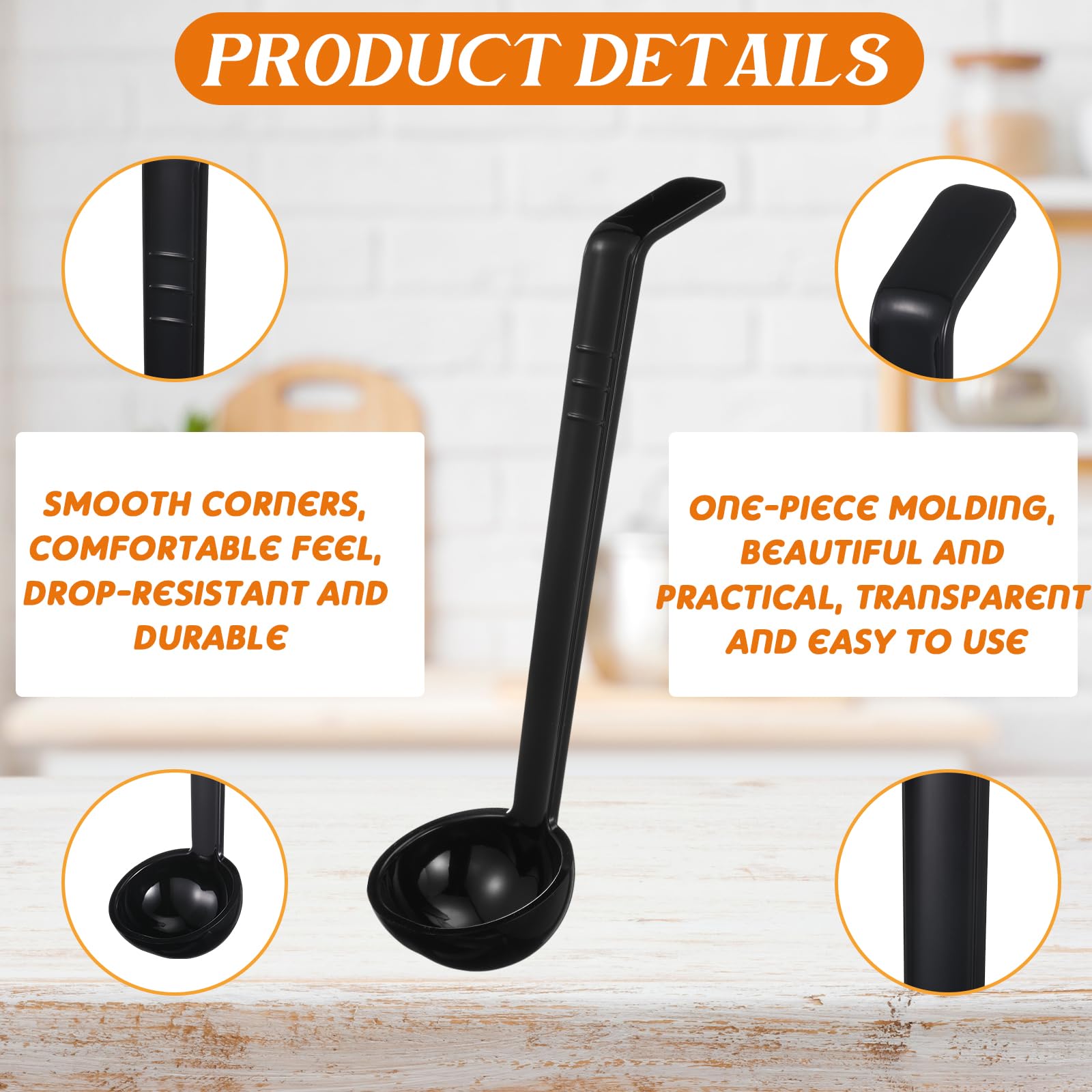 Black Ladle Set - 10 Serving Spoons -4