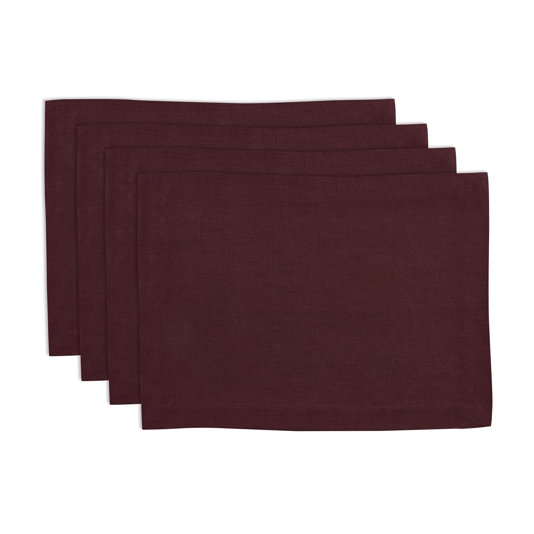 Solino Home Cloth Placemats Set of 4-100% Pure Linen Cordovan Placemats 14 x 19 Inch - Sonoma, Handcrafted and Machine Washable
