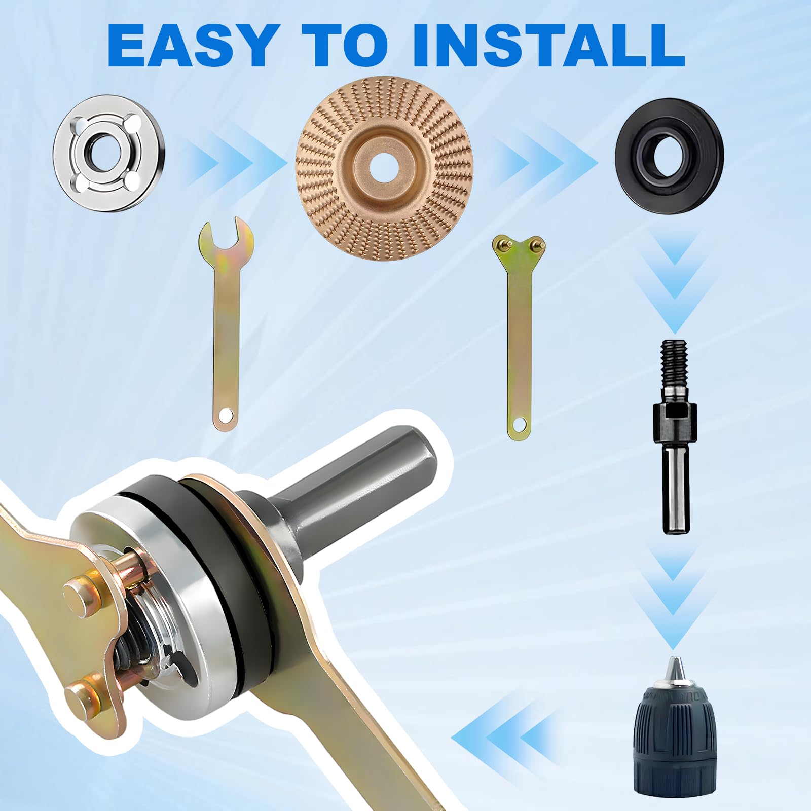 10 accessori per smerigliatrice angolare, set di collegamento per smerigliatrice angolare, trapano a mano, set di adattatori con chiave a brugola, smerigliatrice angolare, adattatore modificato per