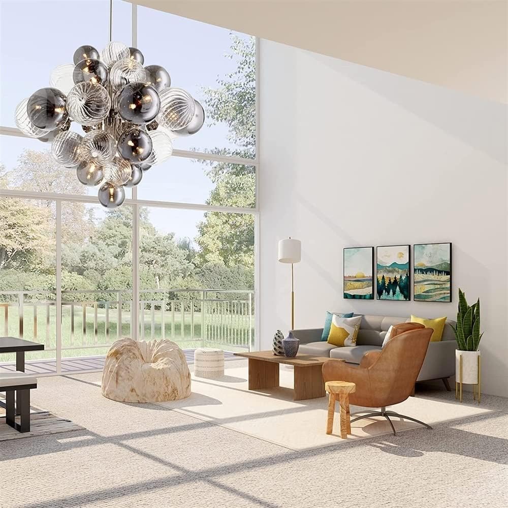 Nowoczesny żyrandol Led z globusem, wpuszczana lampa z chromowanego szkła, nordycka luksusowa lampa bąbelkowa do salonu, jadalni, sypialni, kuchni/31,5 cala/80 cm