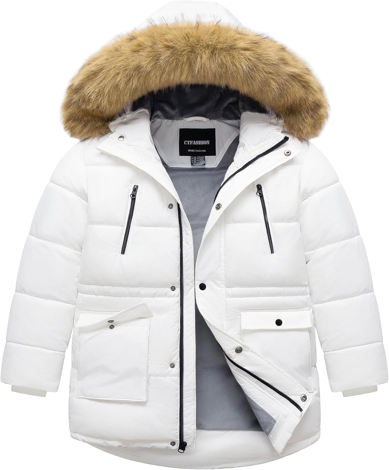 Boy's Winter Coat Waterproof Kids Puffer Jacket Thicken Parka Fleece Lined Bubble S...