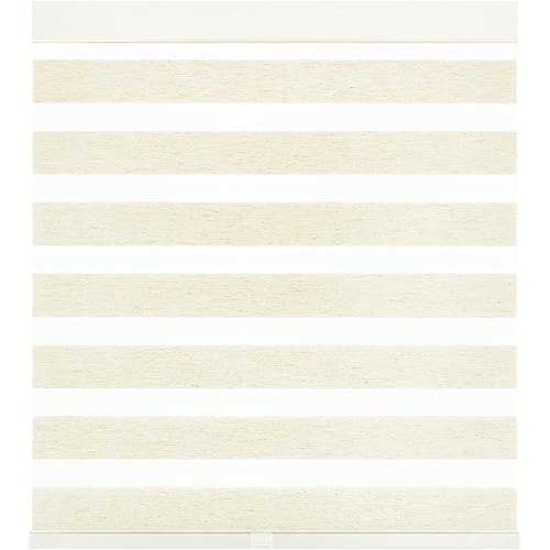 GHV Cordless Zebra Blinds for Windows Flaxen Zebra Shades Light-Filtering Dual Layer for Home Office (28 in (W) x 64 in (H))