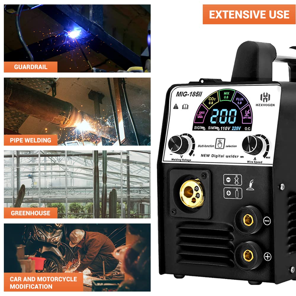HZXVOGEN Multifunctional MIG Welder 110V 220V 200A with Color LCD Display IGBT Inverter MIG MMA