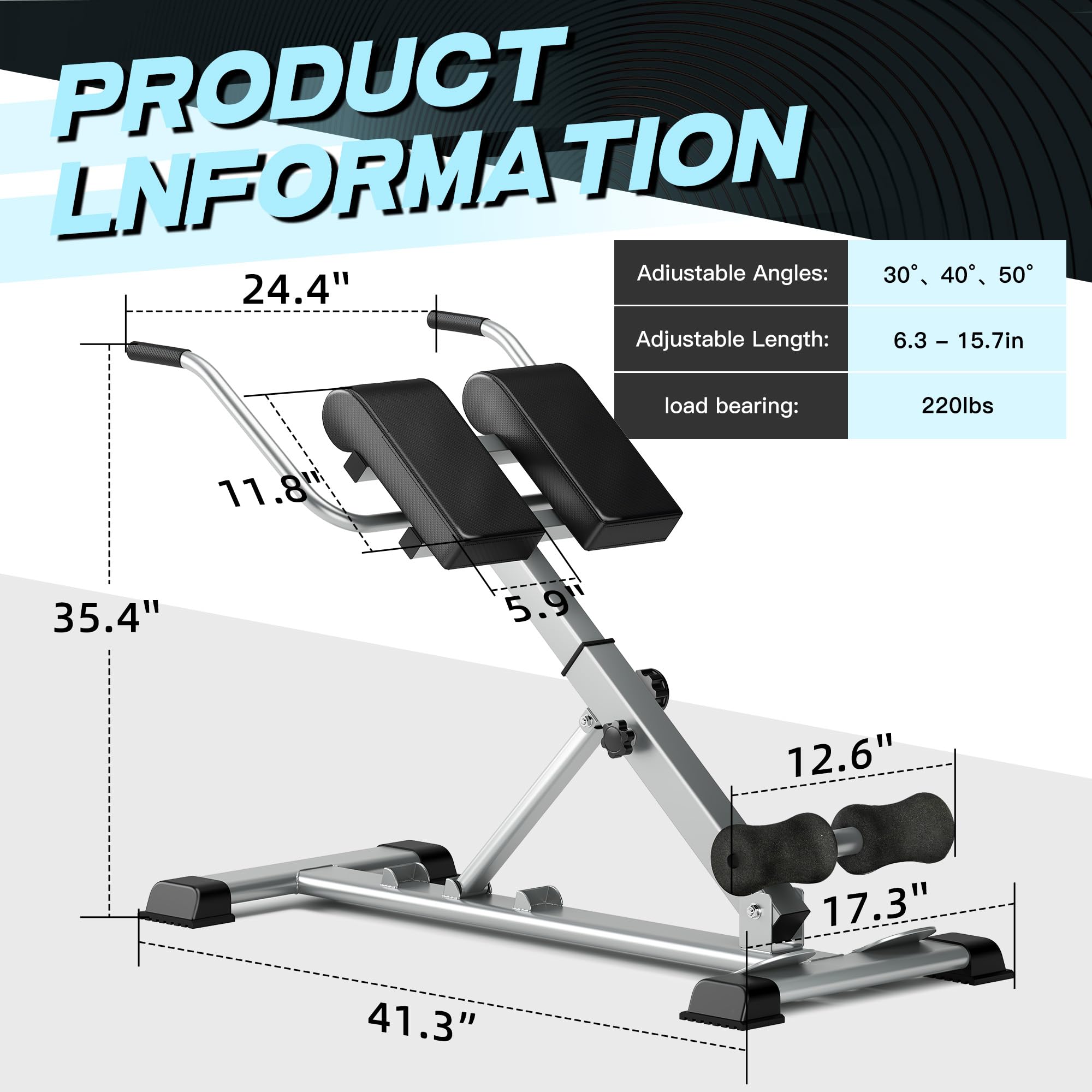 Banc Romain Hyperextension Pliable Multifonction Sogesfurniture – 7 Hauteurs Réglables, Support Jusqu'à 100 Kg – Pour Abdominaux Et Dos - 12