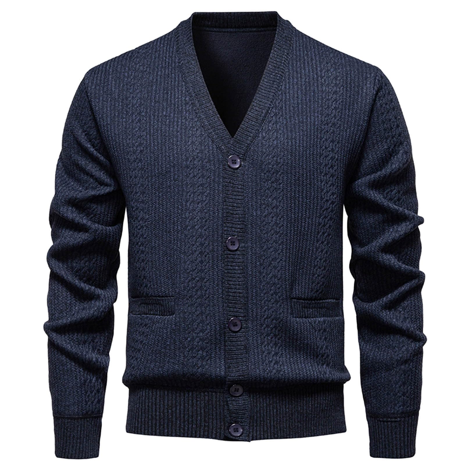 Cardigans Hombre Invierno, Chaqueta Punto Hombre Cuello con Solapa Manga Larga Cárdigan De Punto Cierre De Botones Chaqueta Invierno Holgado Casual Suéter Otoño Invierno