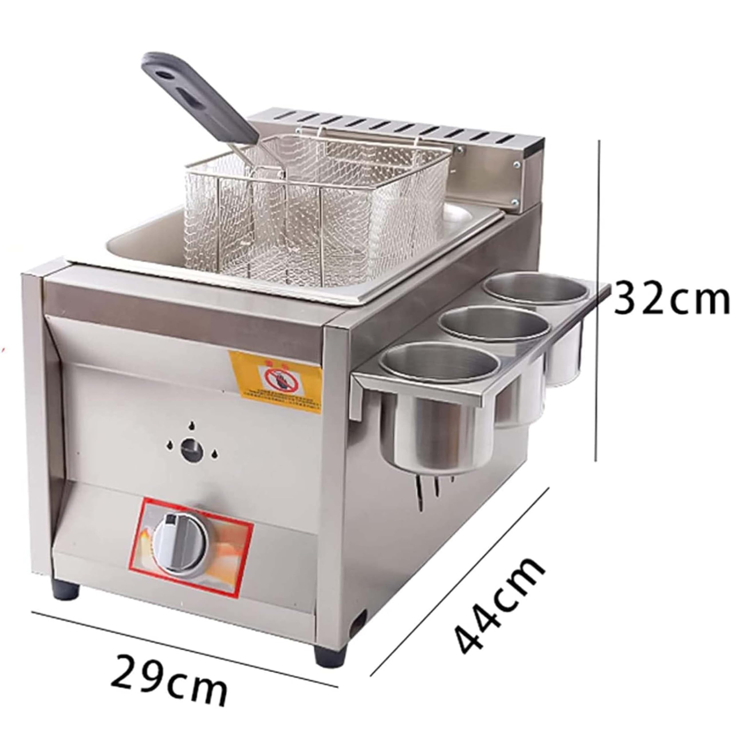 Friggitrice Commerciale 12 Litri, Friggitrice a Gas di Grande capacità Doppio Cestello Doppio Serbatoio, Patate Fritte in Acciaio Inossidabile Resistente da Banco per Ristoranti,A