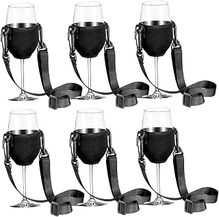 BEAHING Wine Glass Holder Necklace for Hanging 6Pcs Large Adjustable Portable Wine Glass Holder Lanyard for Wedding, Birthday, Party