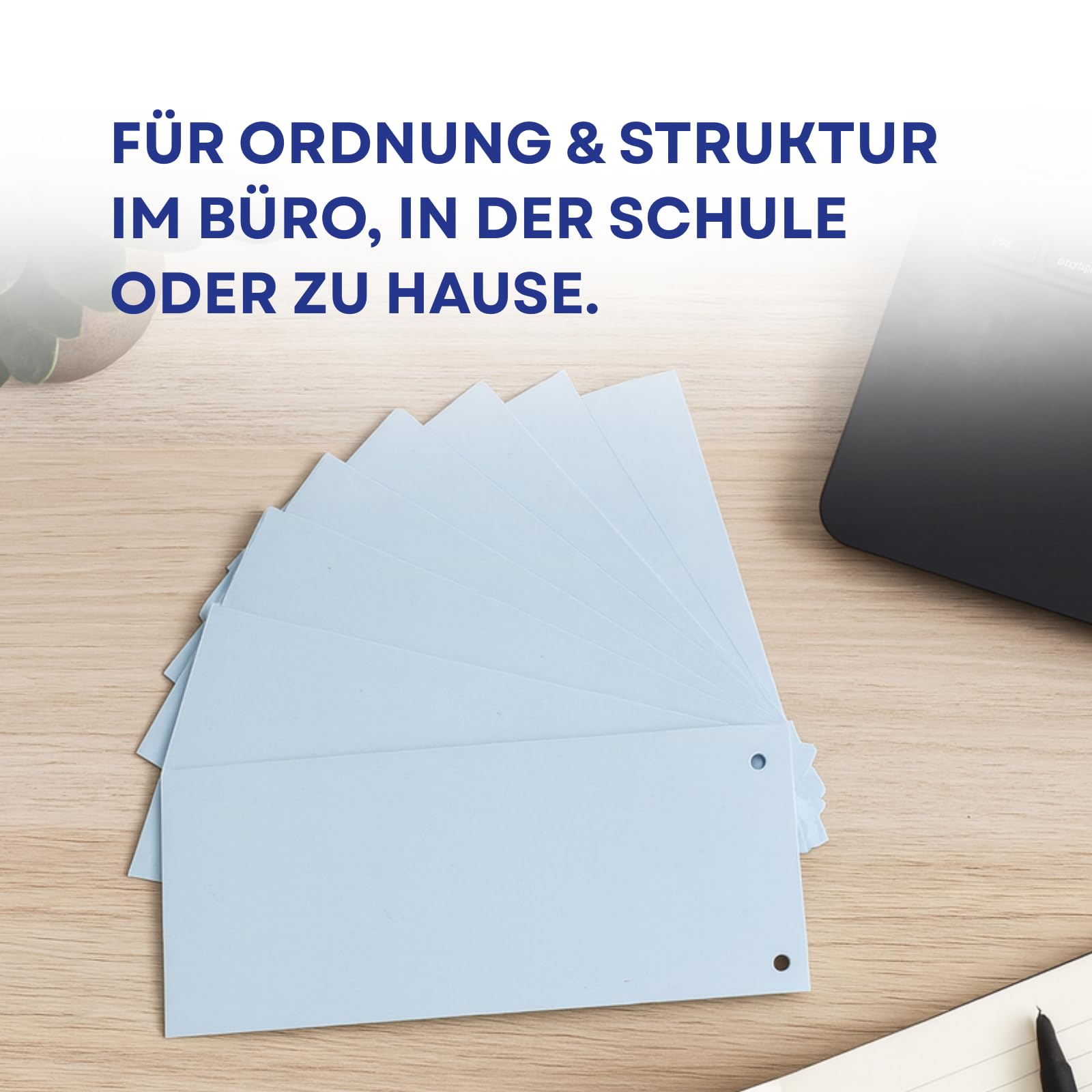 Westcott Trennstreifen 100 Stück Pastellblau (30er-Pack) | Robuste Heftstreifen 190g/m² für A4 Ordner | Trennblätter 10,5 x 24 cm | Register 2-fach-Lochung für DIN-A4 Dokumente | E-733319 00
