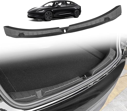 BestEvMod 2025 2024 Tesla Model 3 Upgrade Rear Bumper & Trunk Sill Cover Protector Bumper Guards Compatible with 2025 2024 Refreshed Tesla Model 3 Highland