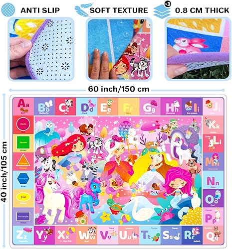Miniatura 3 de Quokka ABC Alfombra de Juego para Bebés, Niños Pequeños y Niños – Alfombra de Guardería Grande con Alfabeto de Felpa Súper Suave Extra Gruesa de 0.3