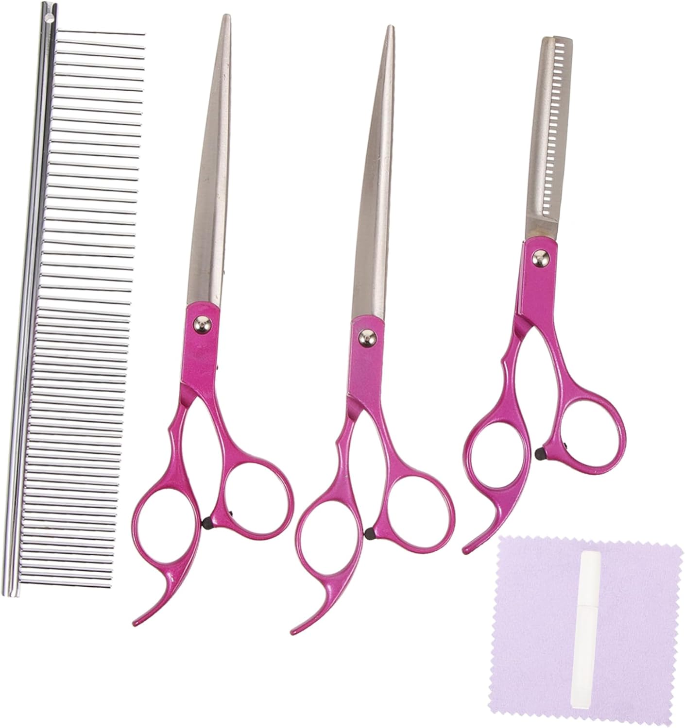 BESTonZON 1 Set Professional Pet Grooming Scissors Set Dog Grooming Shears with Comb Ergonomic Design for Comfortable Use and Travel
