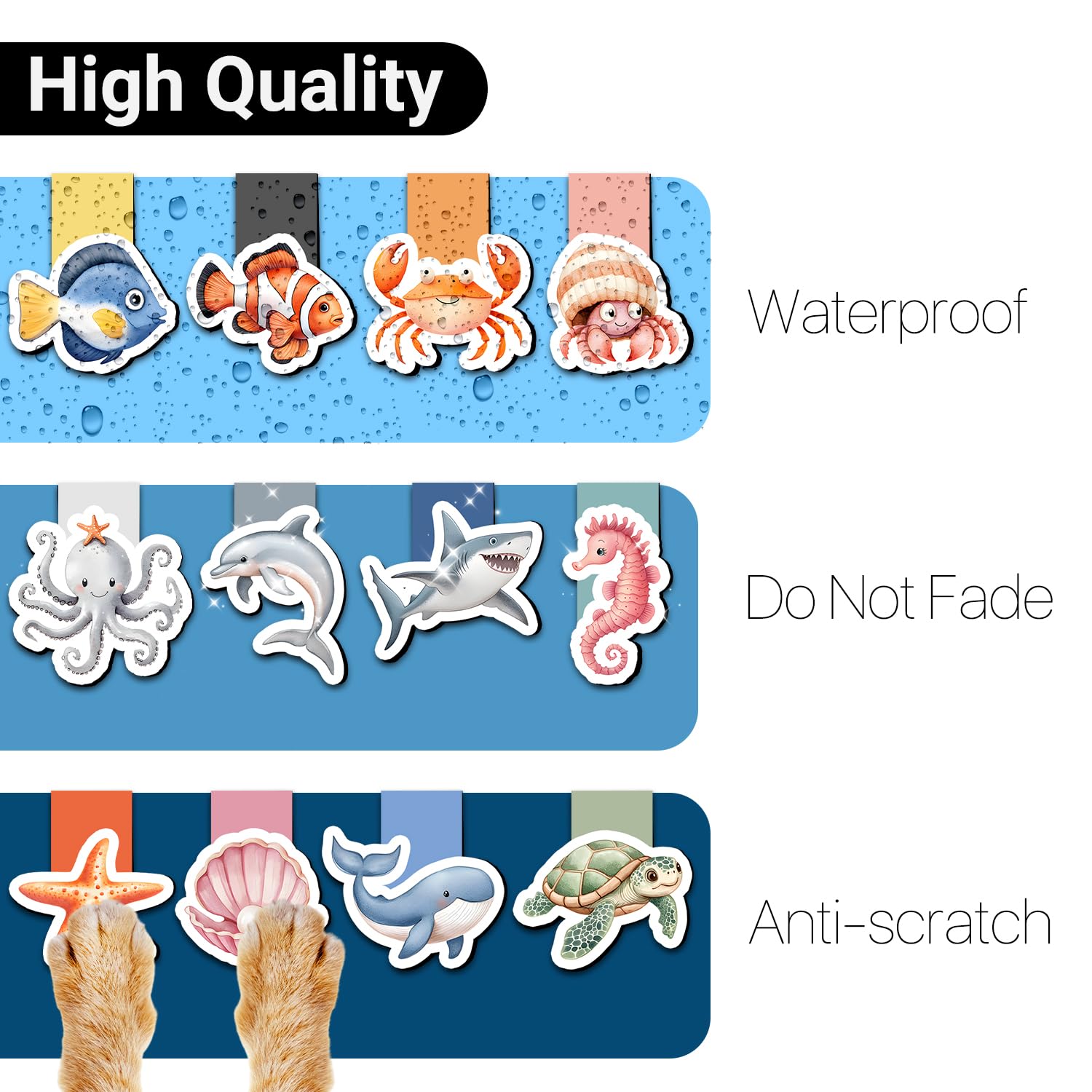 Pack of 12 Magnetic Bookmarks, Tixlux Magnetic Bookmarks with Charming Ocean Animals for Children Teachers, Students - Image 3