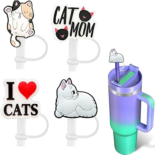 I Love Cat - Fundas de paja para Stanley de 30 y 40 onzas, fundas de paja de 0.394 pulgadas, bonitos adornos de paja de dibujos animados para vasos, disponible en Yaxa Peru