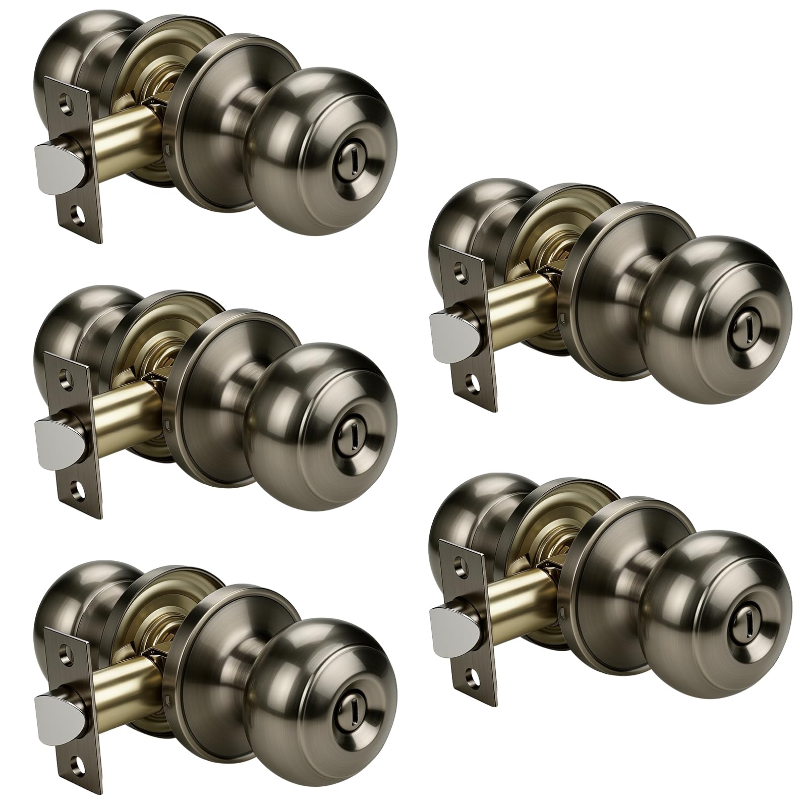 Privacy Door Knobs with Lock - Brushed Nickel -15