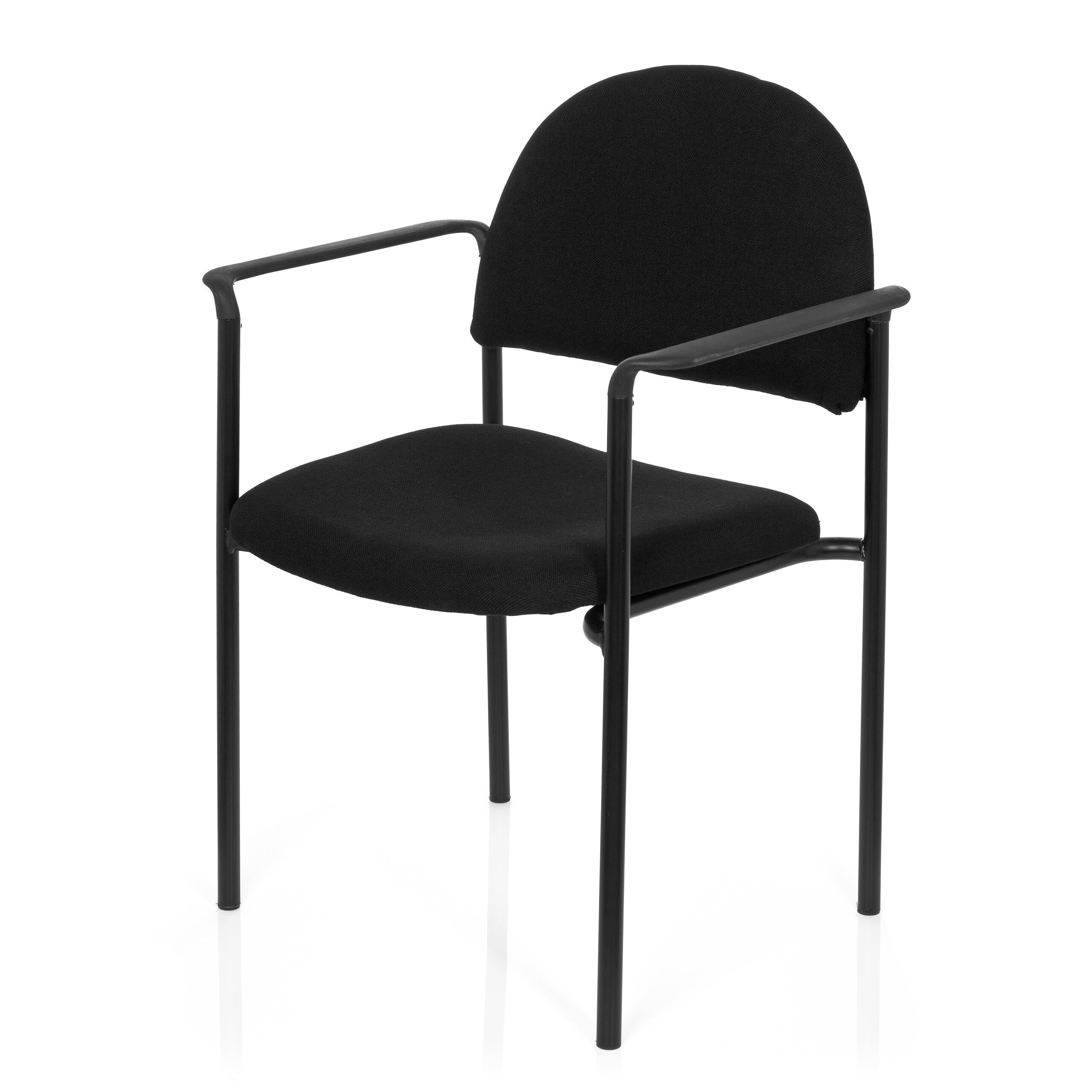 hjh OFFICE 704330 XT 700 Chaise de conférence empilable à quatre pieds rembourrée avec accoudoirs Noir