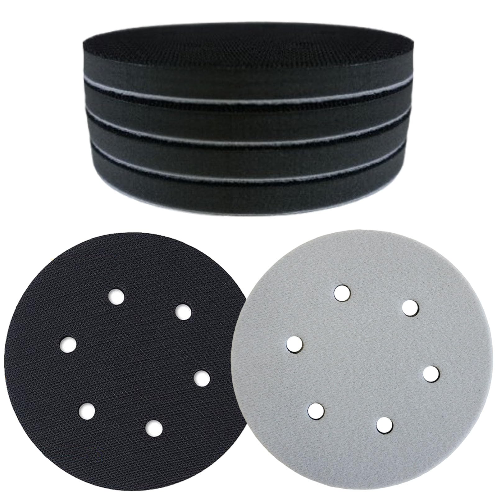 Crossarctic 5 Pack 6 Inch Sanding Interface Pads, Hook and Loop - 6 Inch Soft Density Sponge Cushion Buffer Backing Pads with EVA Foam for Orbital