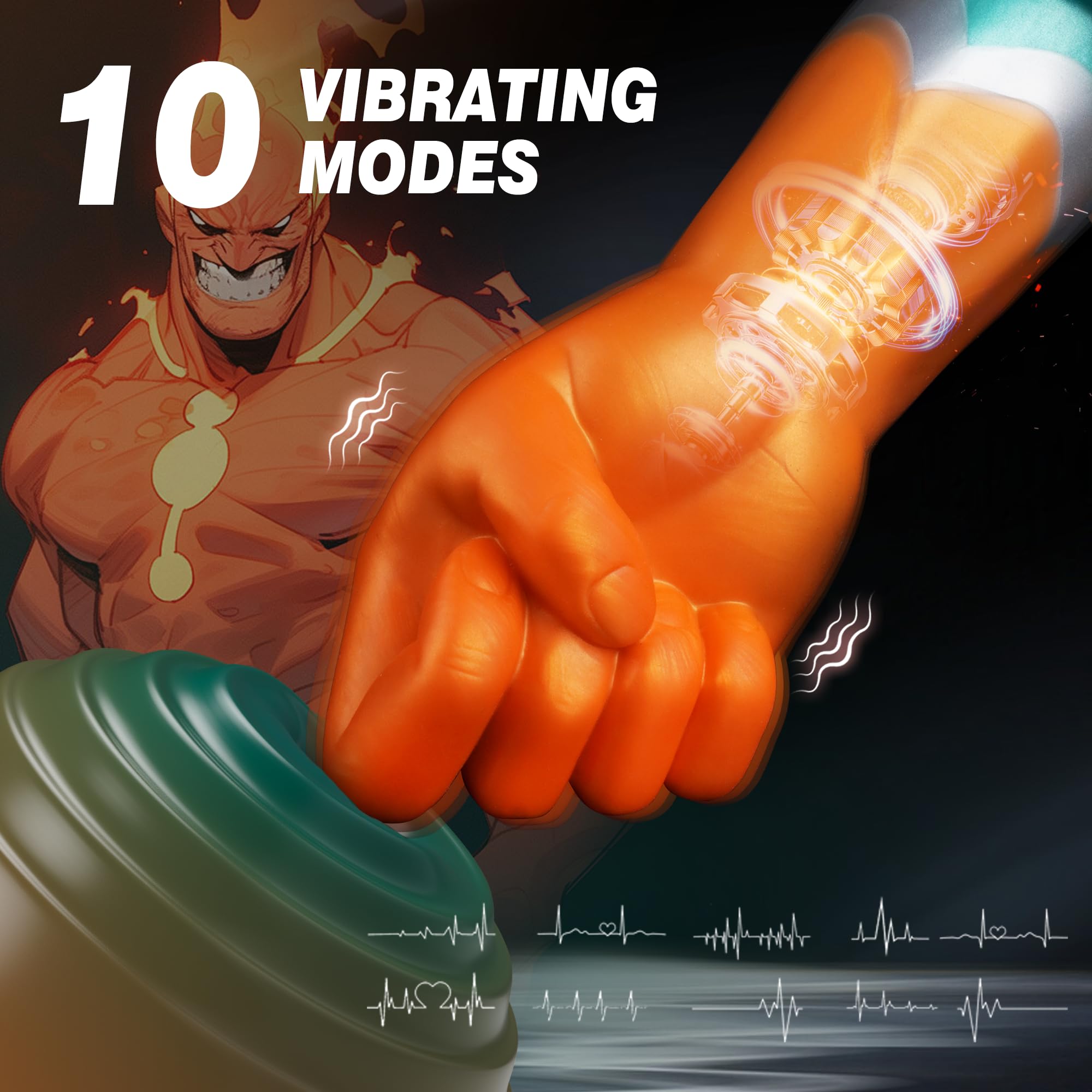 3.42" Diameter Fist Dildo with 10 Vibration Settings – Monster Anal Vibrator Huge Hand Dildo for Size Kings & Prostate Play Fans, Thick Anal Dildo Sex Toys for Men Gay Women