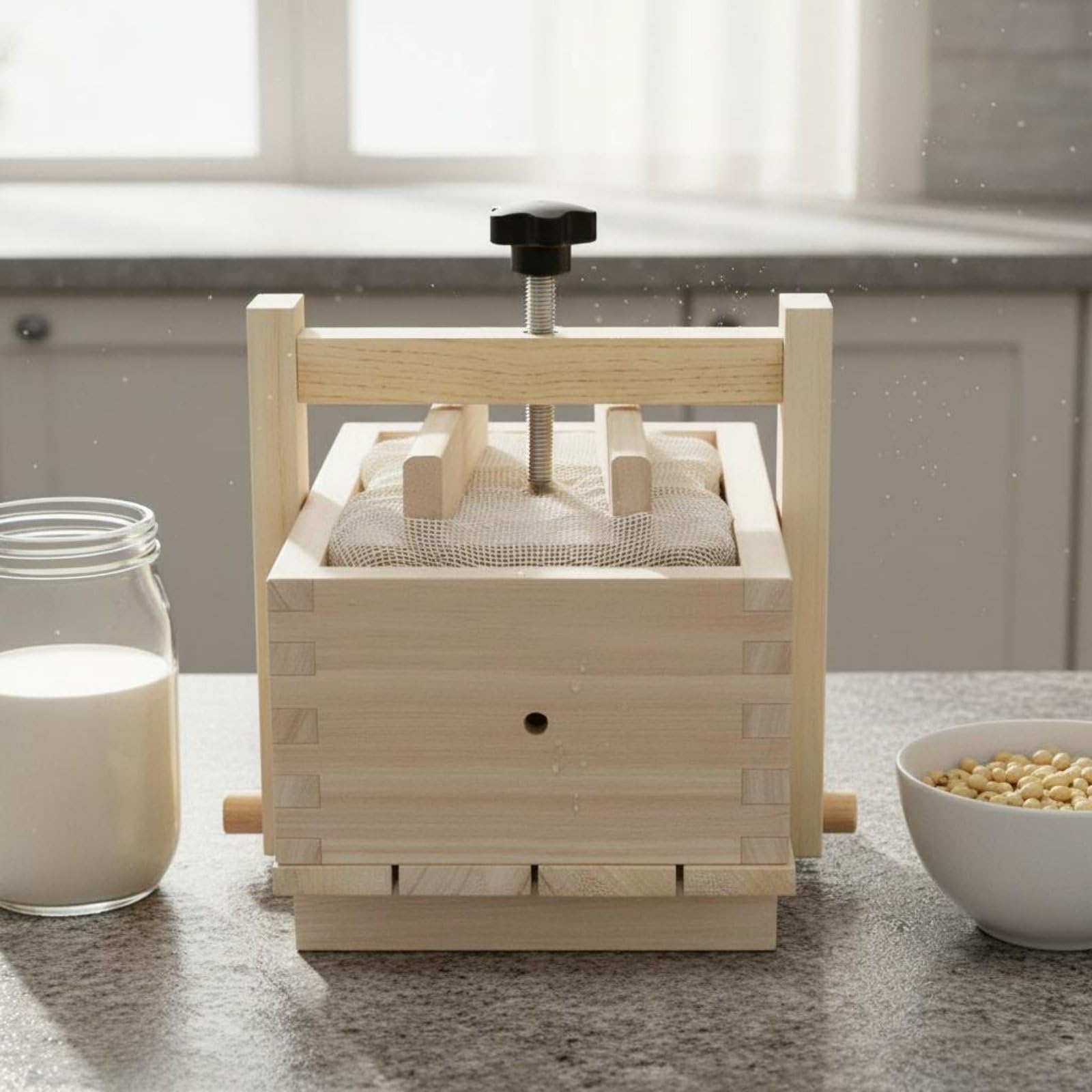 Yajuyi Tofu Pressa Stampo Tofu Cassetta Tofu in Legno di Sicomoro per Autoprodurre Tofu Fresco con Struttura Solida E Pressione Regolabile Adatta a Famiglie, 2 13-17-9cm