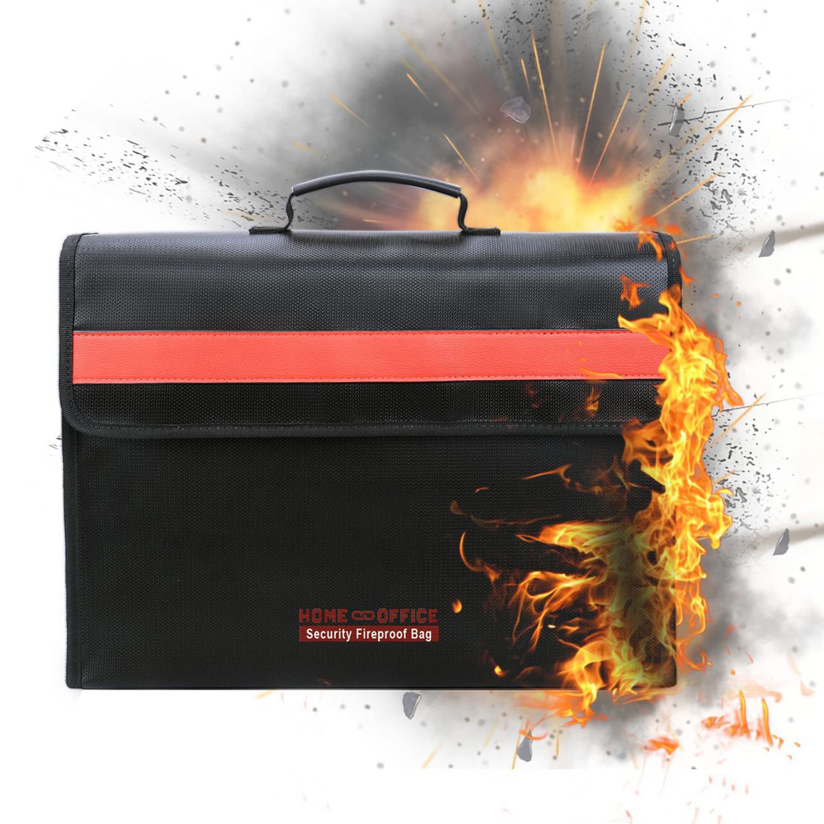 Borsa Sicurezza ignifuga SustVita con striscia riflettente per la sicurezza notturna, borsa portadocumenti ignifuga portatile per documenti e oggetti di valore, 15,3 x 11 x 3,7