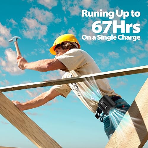 Miniatura 5 de Ventilador de cintura portátil  Batería recargable de 14500 mAh, ventilador de cinturón de enfriamiento de 67 horas, 5 velocidades potentes y