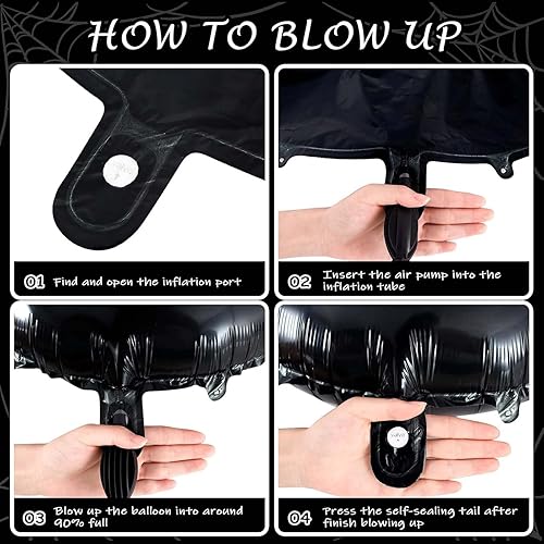 Miniatura 7 de Juego de 9 globos de Feliz Halloween, fantasma, araña, murciélago, calabaza, gato negro, globos de aluminio para decoraciones de fiesta de Halloween