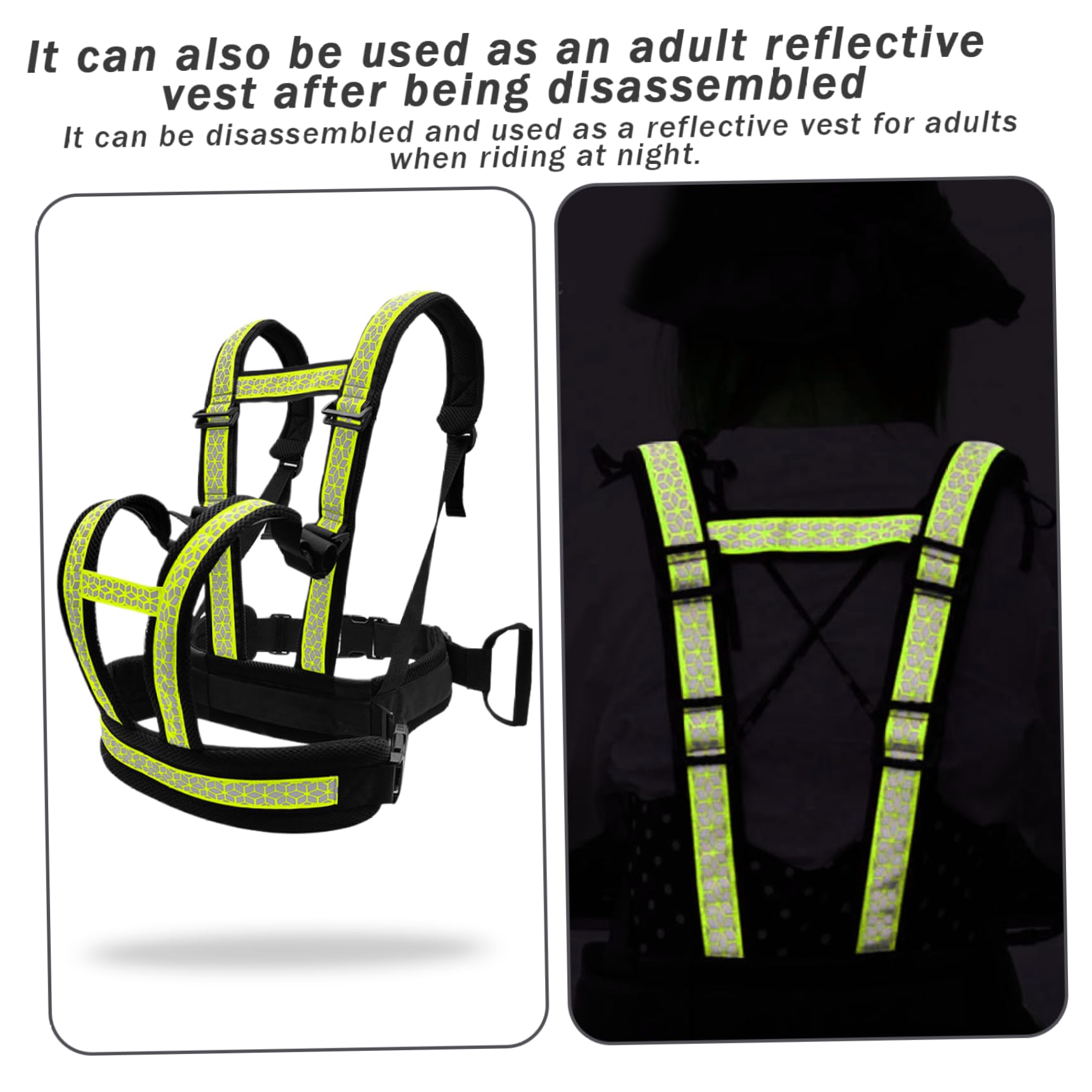 Arnés de motocicleta para niños de 2 a 12 años Arnés de motocicleta infantil ajustable reflectante con agarre Doble hombro Carga pesada Anticaída Seguridad para niños pequeños..