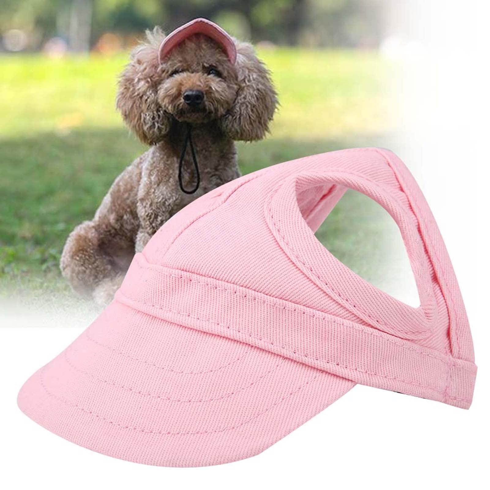 Casquette Baseball pour Petit Chien Réglable, Chapeau de Soleil d'Été avec Trous pour Oreilles, Chapeau de Voyage pour Chats et Chiens, Rose, Taille M