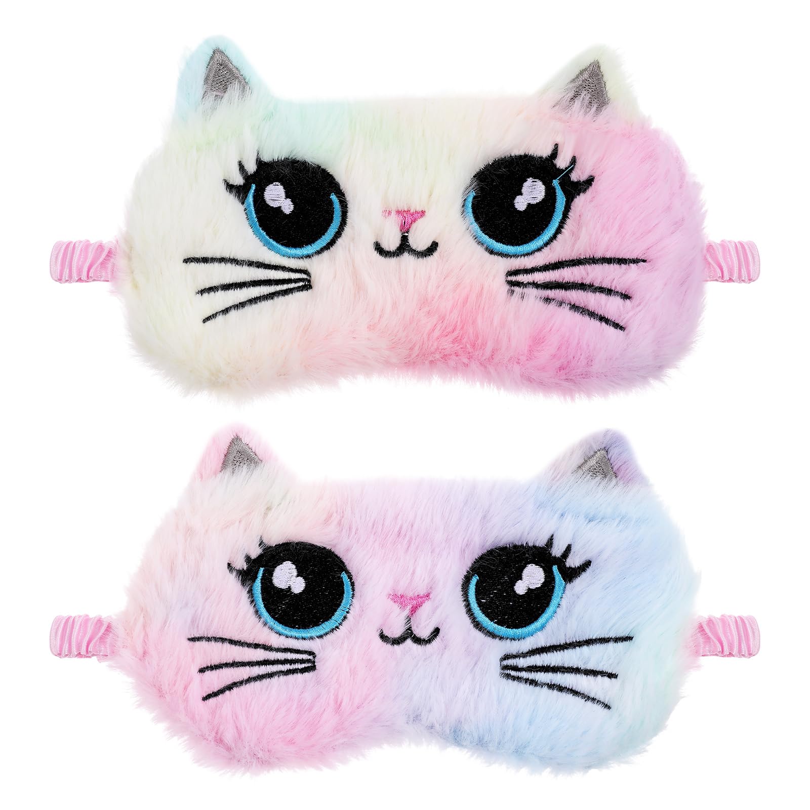 Photo 1 of 2 PCS Kids Sleep Mask, Plush Cat Sleeping Eye Mask, Sleep Masks for Women Girls Teens, Night Eyeshade Cover for Home Travel