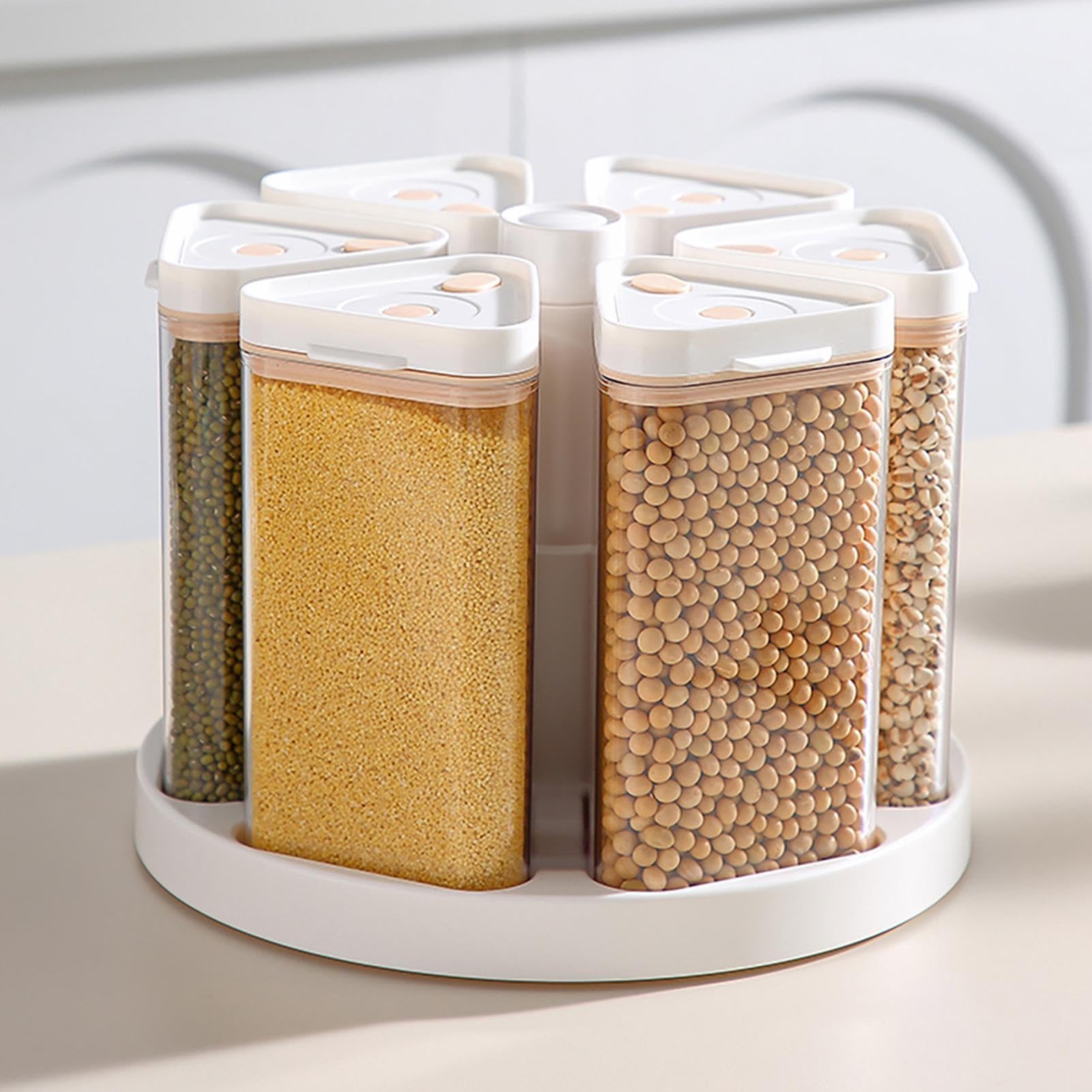 Distributore Rotante Di Cereali Contenitore Rotante Per Cereali Con 6 | Contenitore Di Alimenti Ad Alta Capacità Per Dispensa Cucina Ristorante Casa Snack Farina Fiocchi Avena Bancone Pa