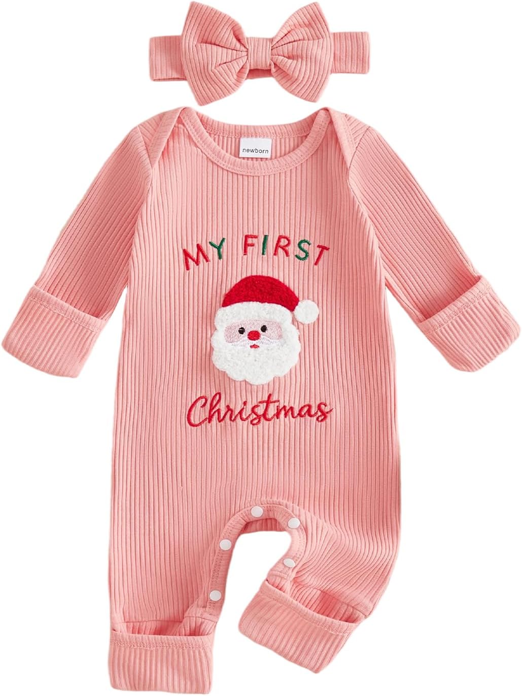 Hnyenmcko My First Christmas Baby Girl Boy Outfit Newborn Santa Jumpsuit