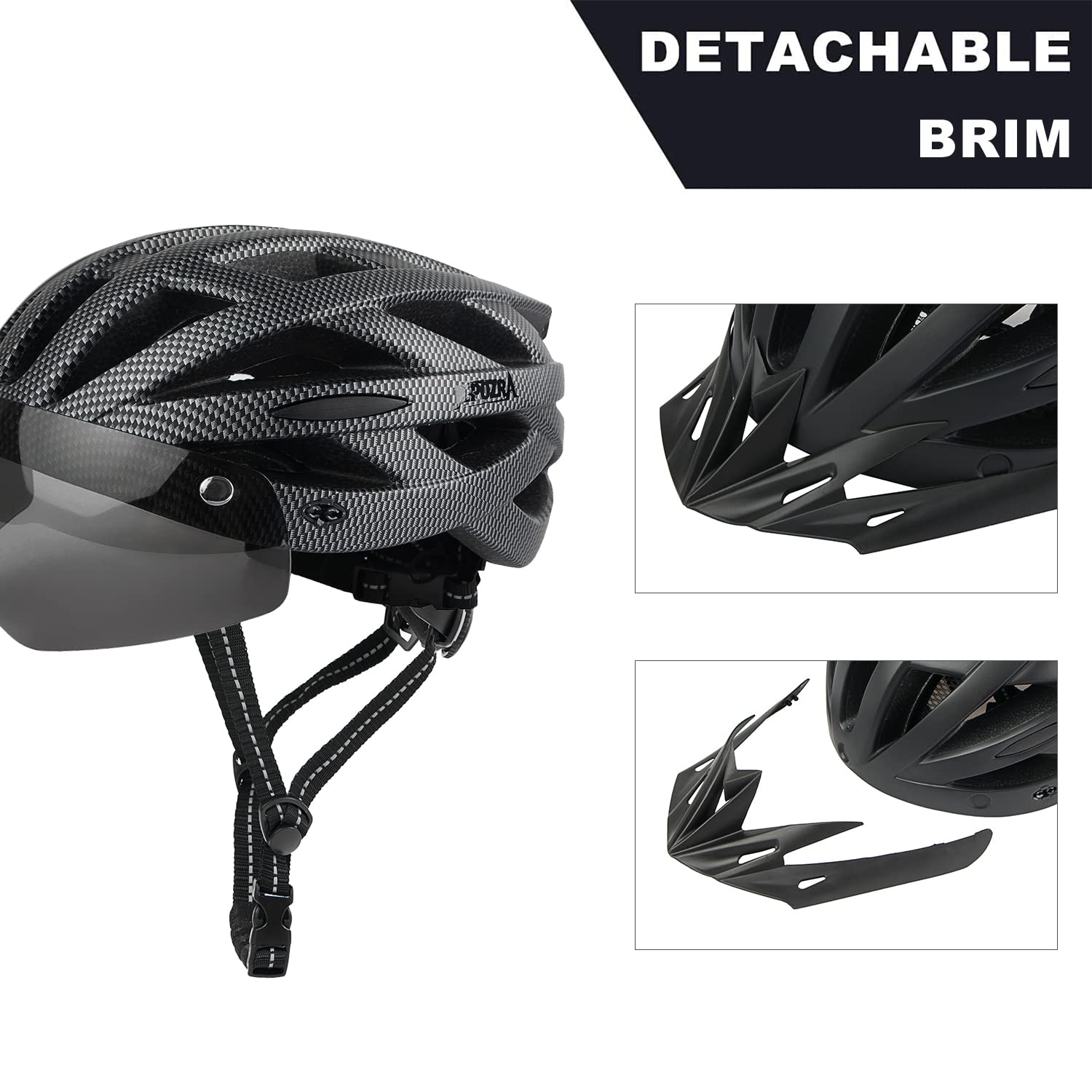 Bici Uomo Casco Bici JEPOZRA Con Visiera E Occhiali Magnetici