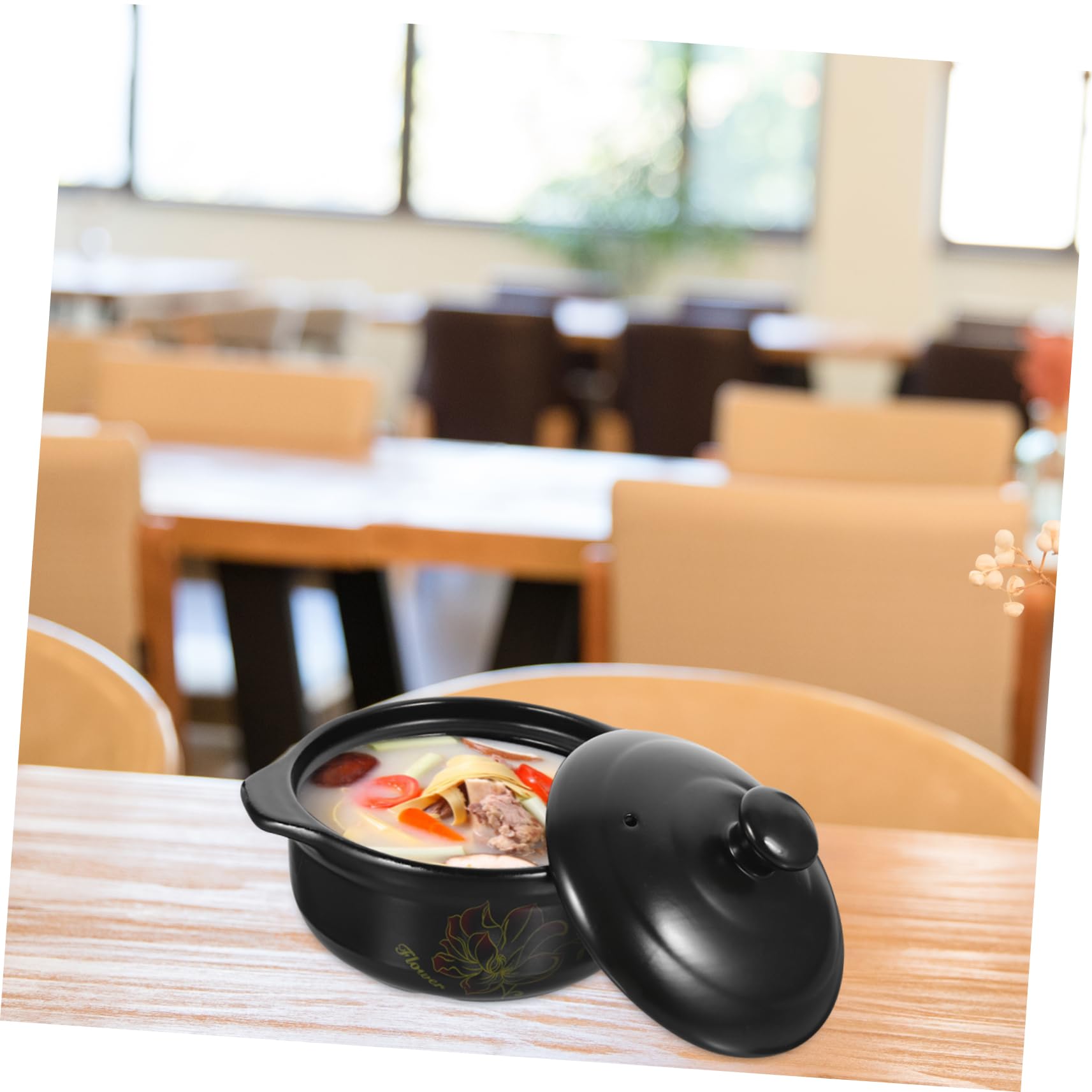 Casseruola in Ceramica da 1100ml Coperchio, Riscaldamento Uniforme e Mantenimento del Calore, per Zuppe e Cottura in Cucina