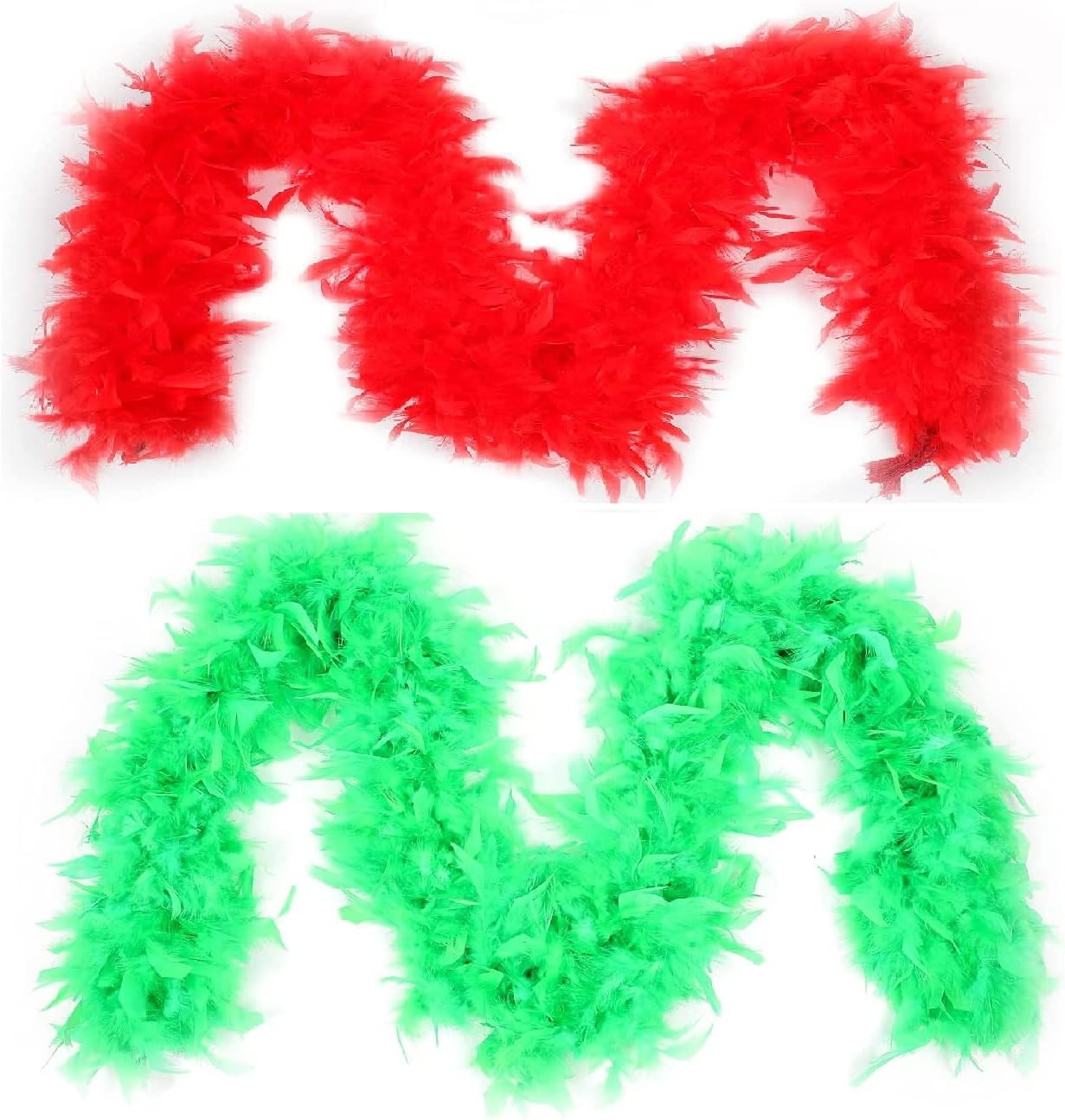 TOBEAUTYPRO 100g Red & Green Fluffy Chandelle Feather Boas