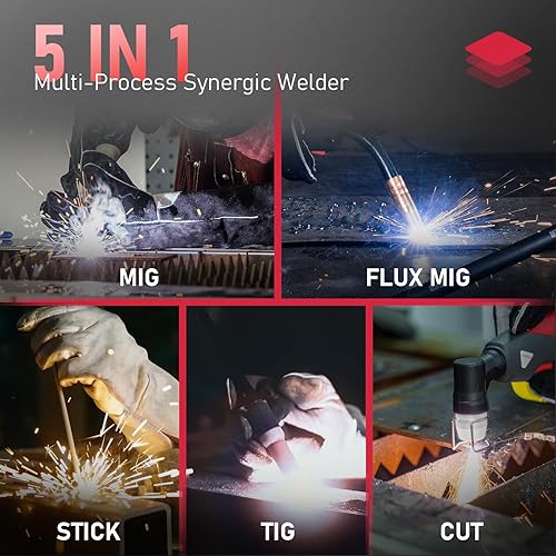 Miniatura 2 de YESWELDER Cortador de plasma Soldador Combo Gas MIGGasless MIGLift TIGStickCUT 5 en 1 Máquina de soldadura FIRSTESS MP200