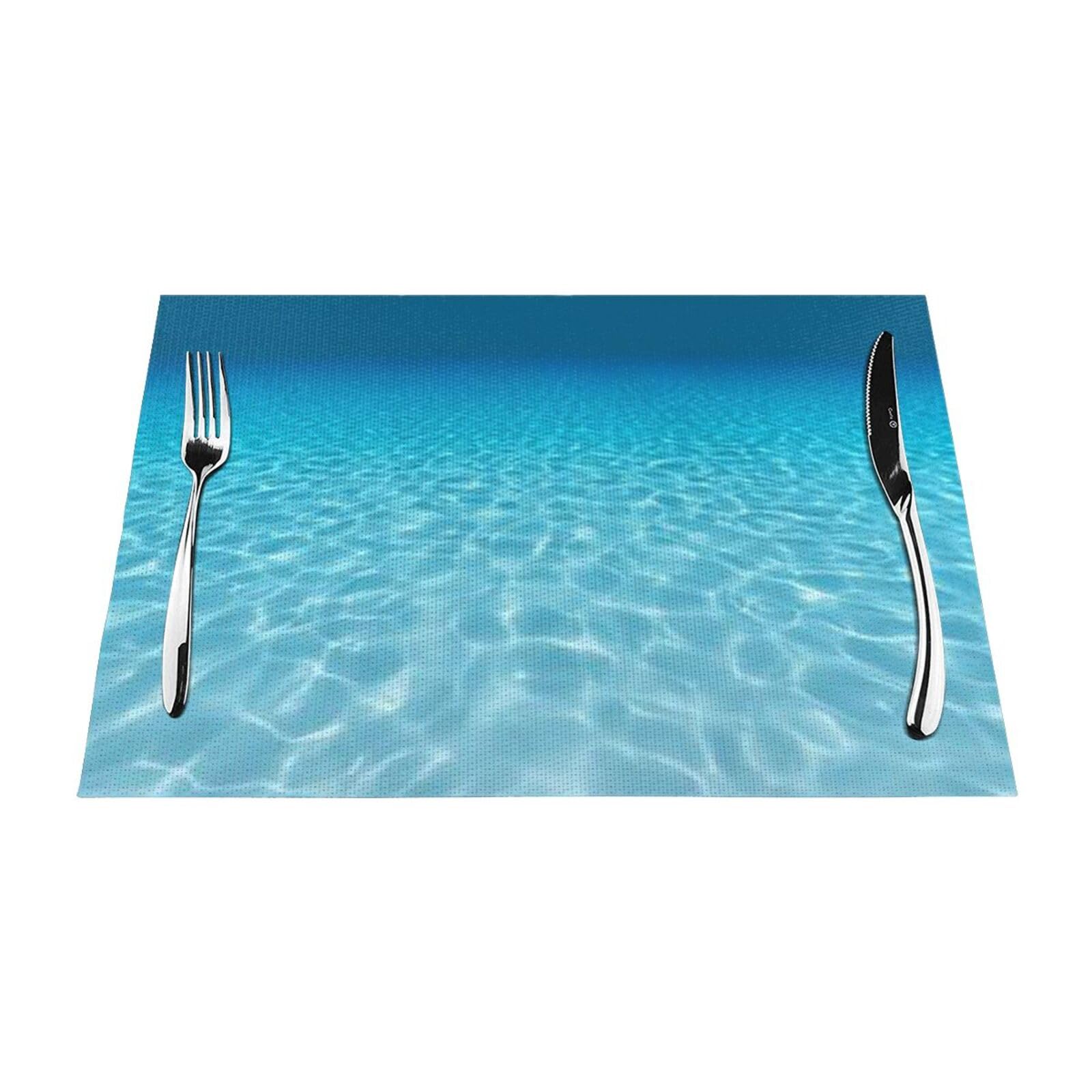 PVC Placemat Set of 4 PCS, 45x30 CM, Tranquil Underwater Scenery Printed Non-Slip Heat Resistant Place Mats for Kitchen Dining Table Indoor Outdoor