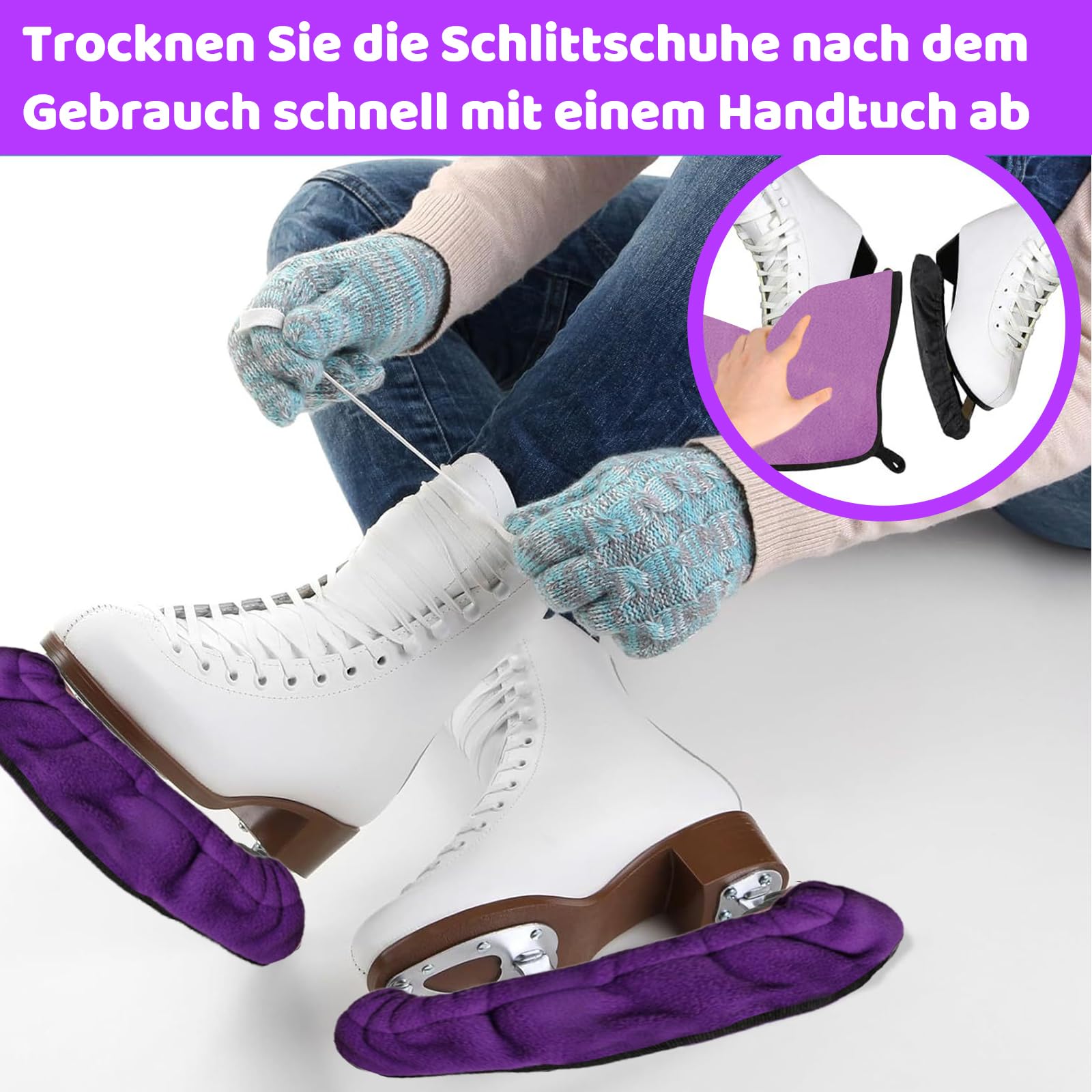 1 Paia Protezioni per Lame per Pattini da Ghiaccio, Calze Elastiche per Pattini da Ghiaccio, Coprilama per Ghiaccio, Proteggi per Lame, Coprilama Pattini Ghiaccio, per Uomo Donna (Viola)