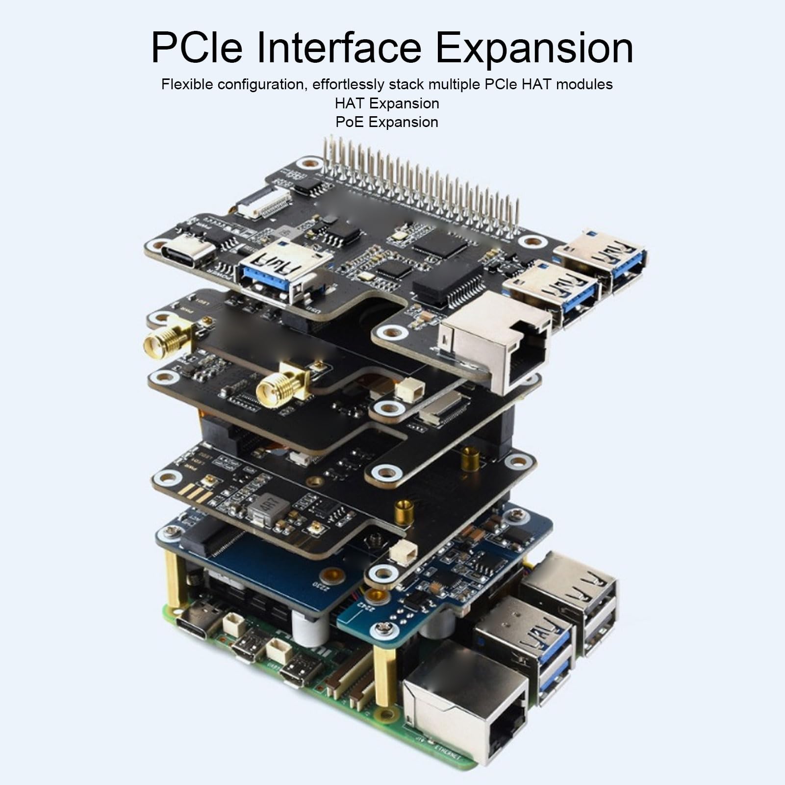 Scheda Adattatore PCIe a 4 PCIe FFC Perfettamente Compatibile con RasPi 5 per funzionalità Avanzate e Facile Impilamento 56,5x65 Mm